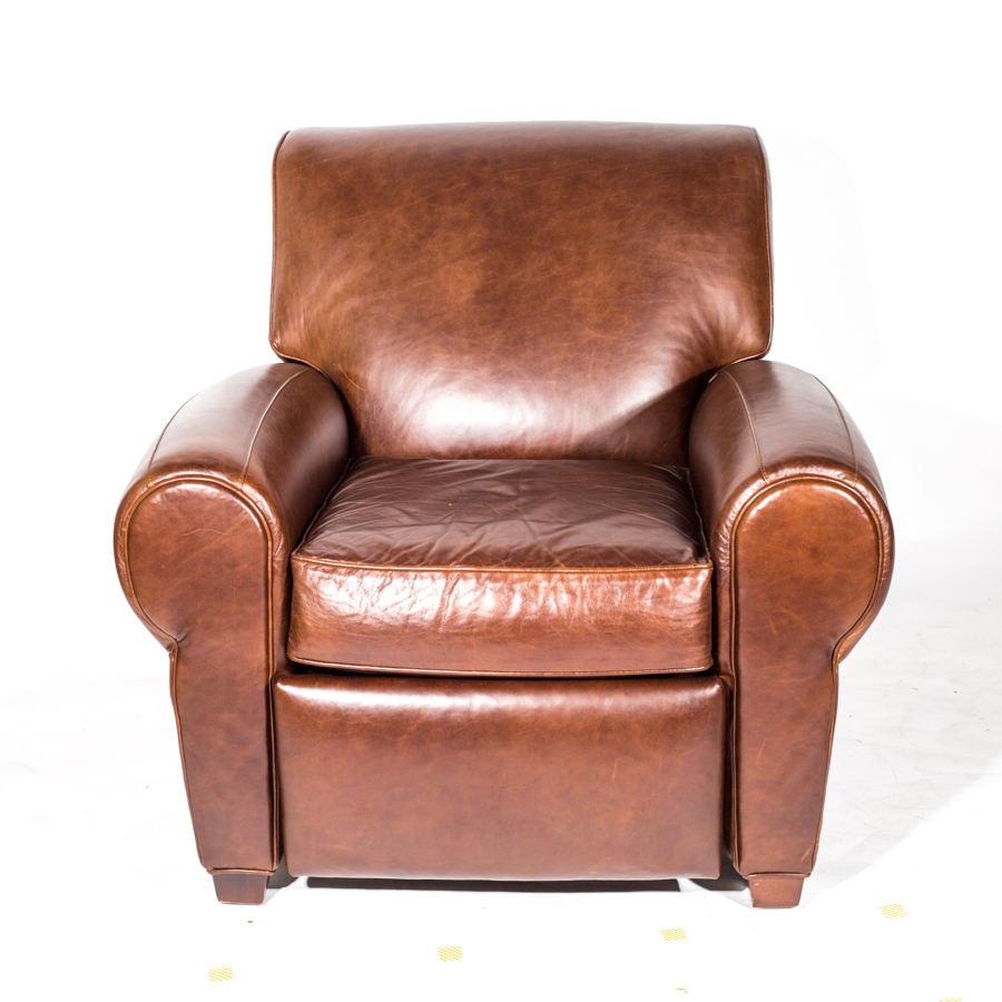 Pottery Barn Brown Leather Armchair Designed by Mitchell Gold and Bob Williams EBTH