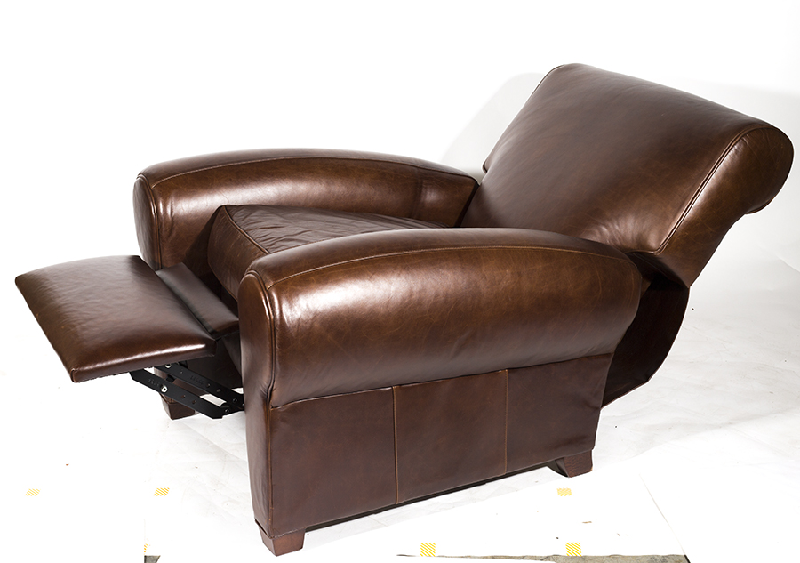 Pottery Barn Brown Leather Armchair Designed by Mitchell Gold and Bob