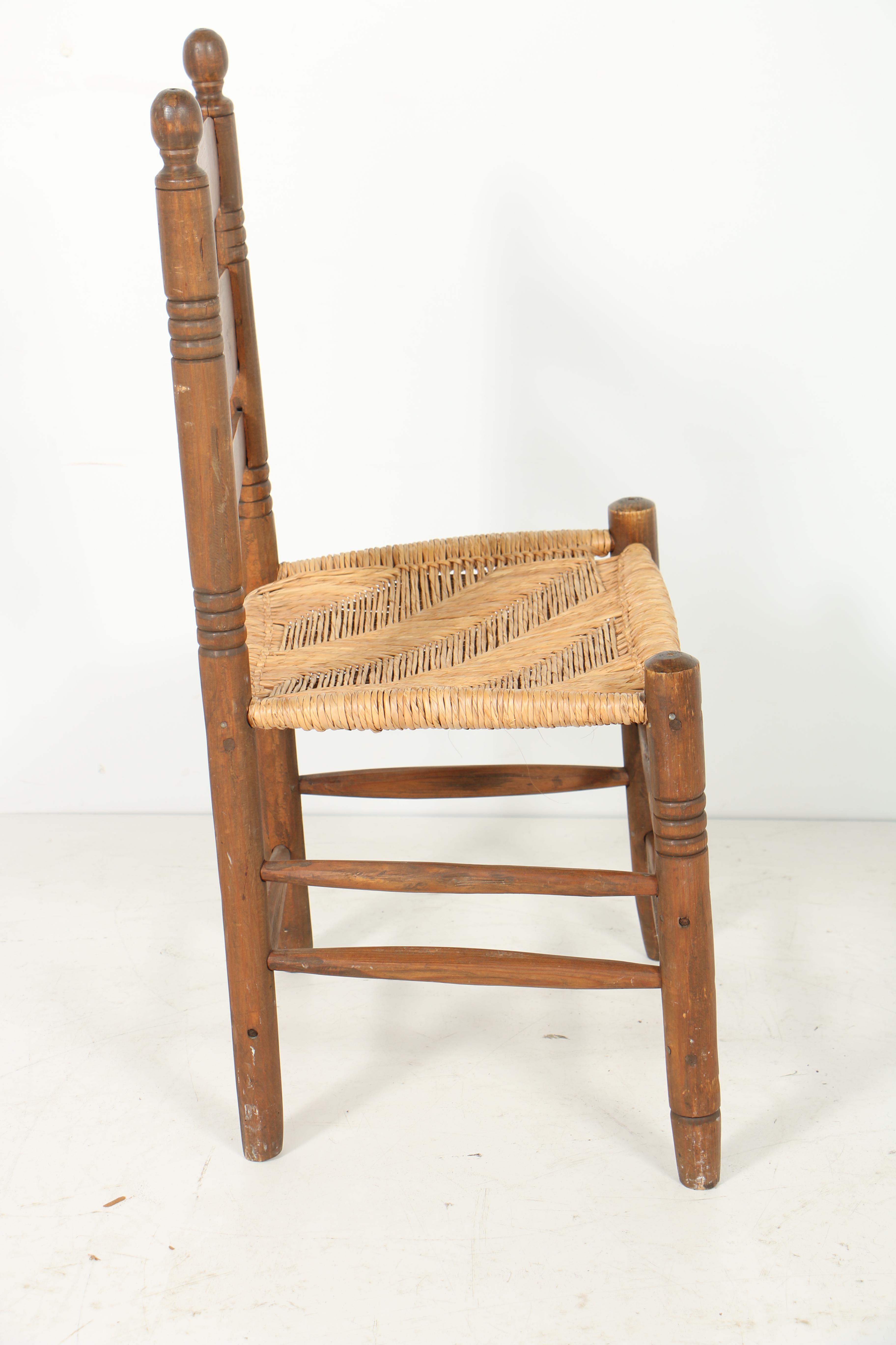 Vintage Child's Ladderback Side Chair with Rush Seat EBTH