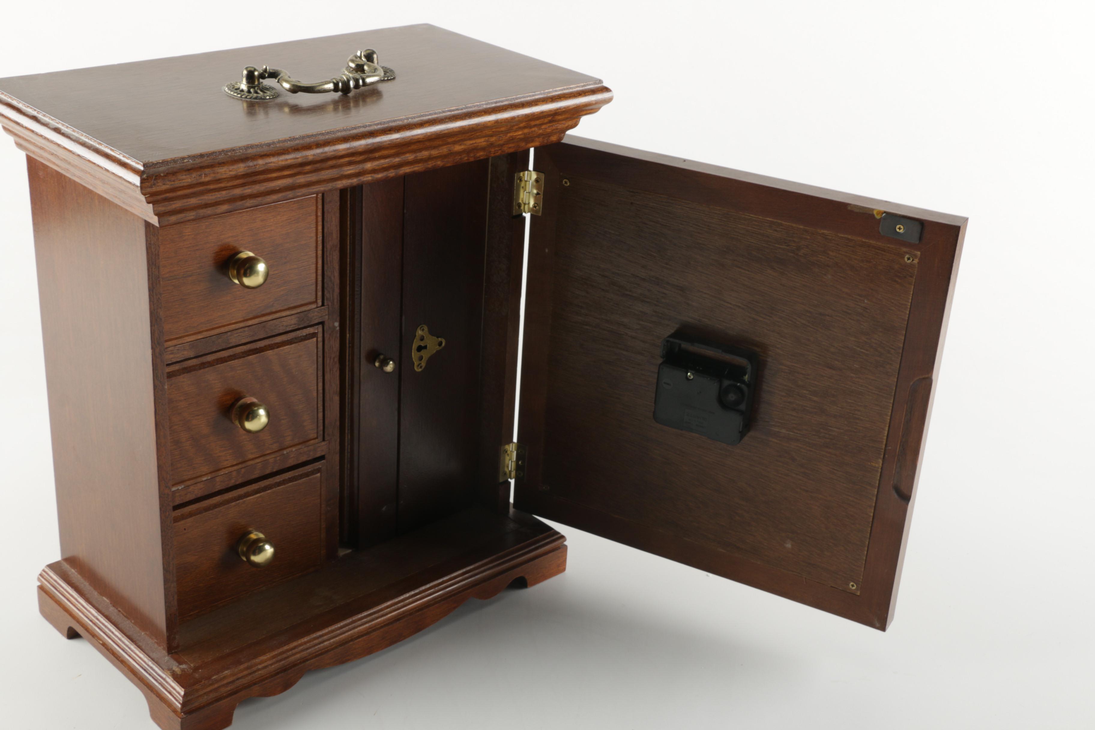 Carriage Style Mantel Clock Jewelry Box EBTH