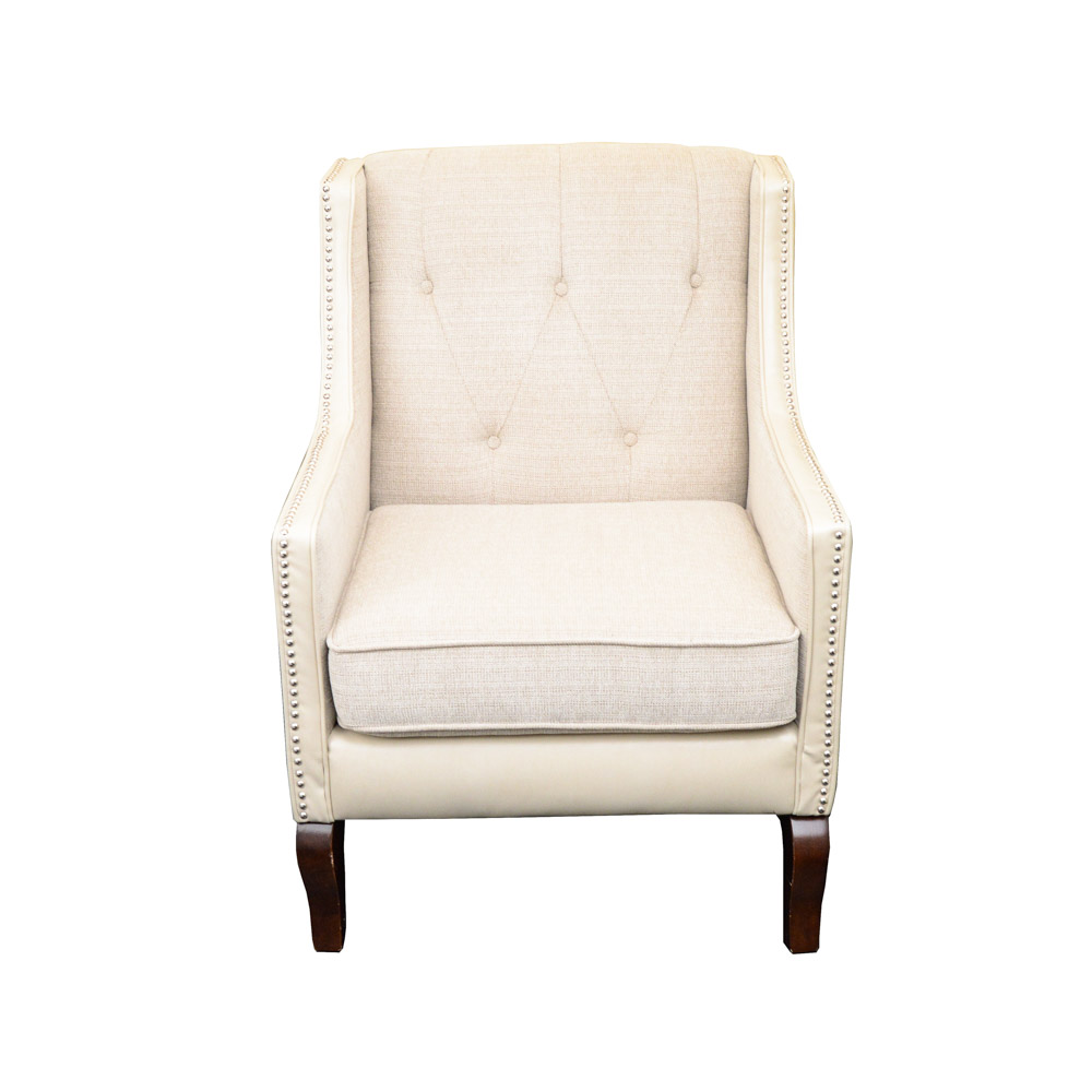 E & E Company Ltd. Beige Nailhead Armchair EBTH