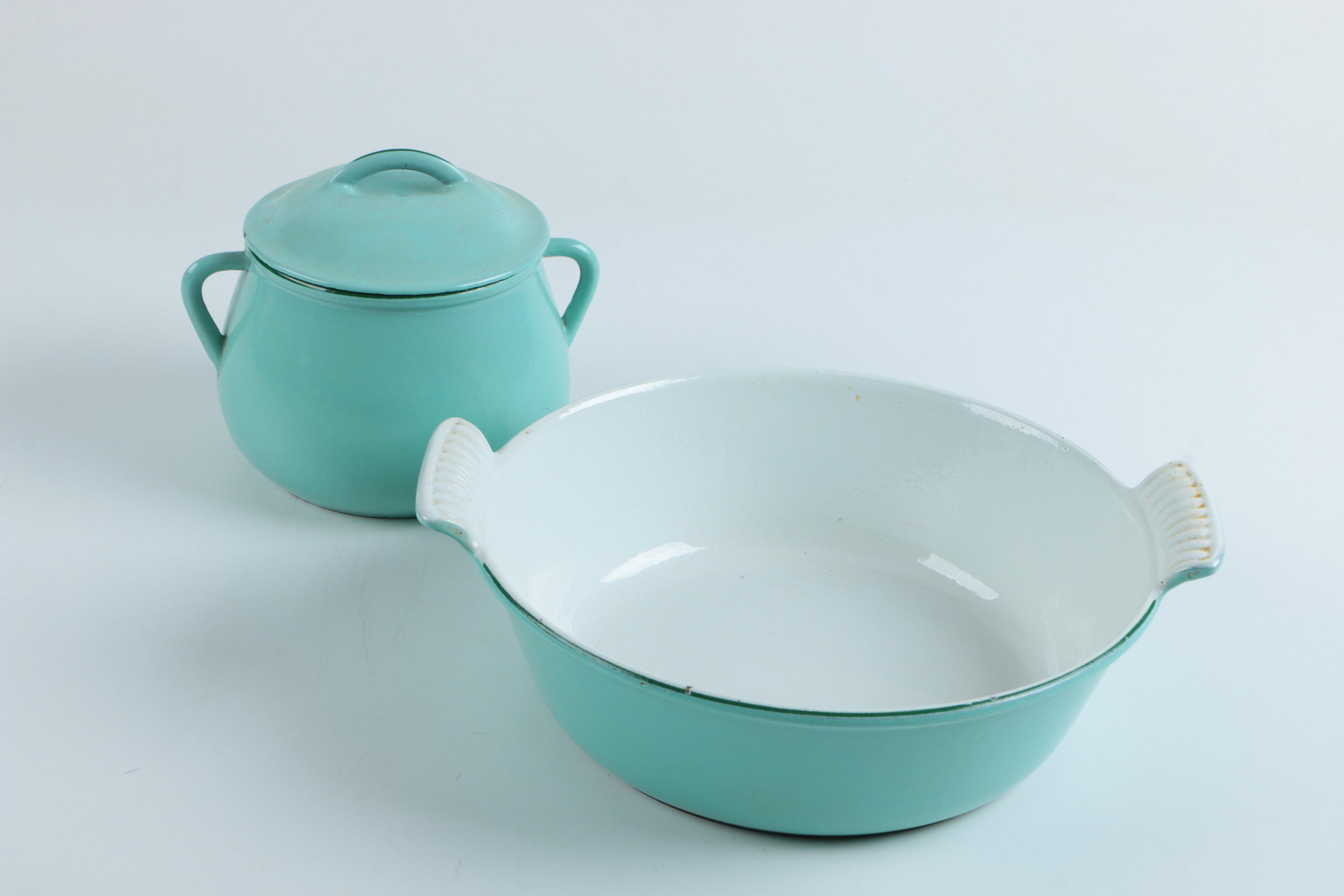 Vintage Enameled Cast Iron Baking Dish and Pot EBTH