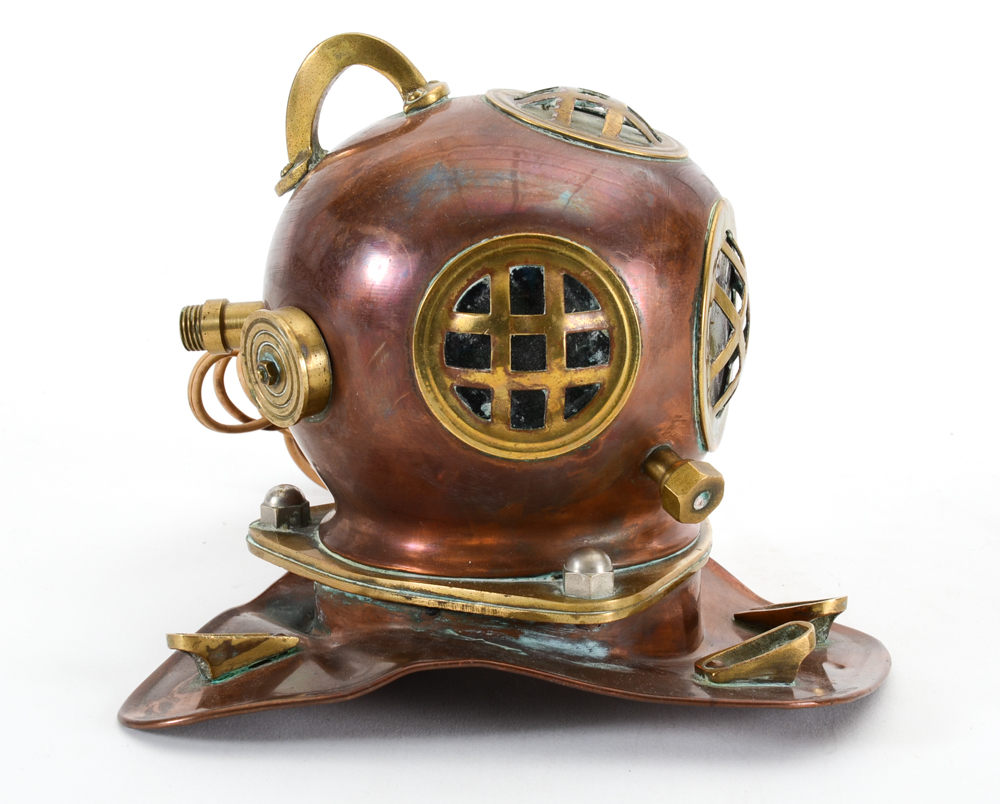 Brass and Copper Deep Sea Diver Helmet Lamp EBTH