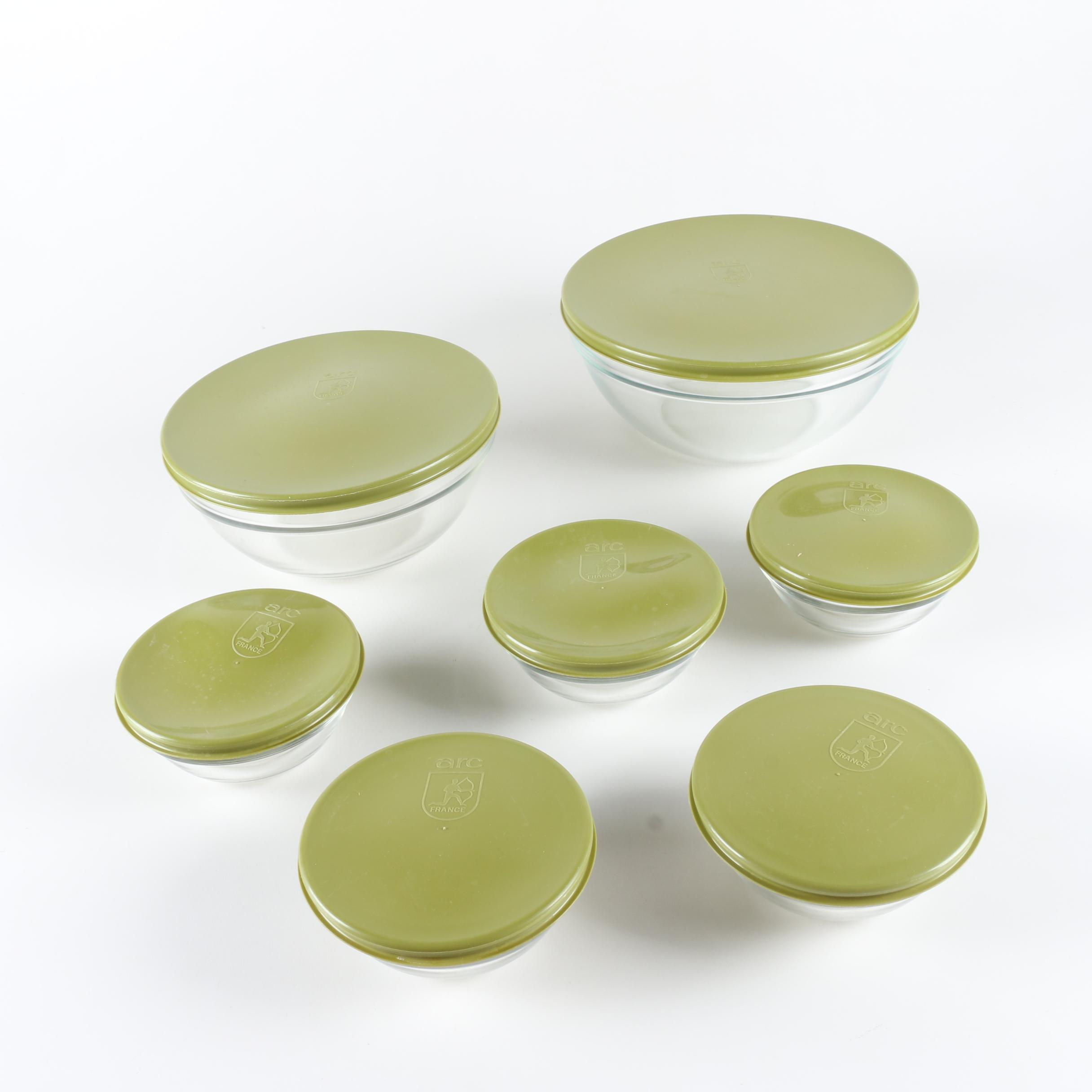 Assortment of Arc Glass Bowls with Plastic Lids EBTH