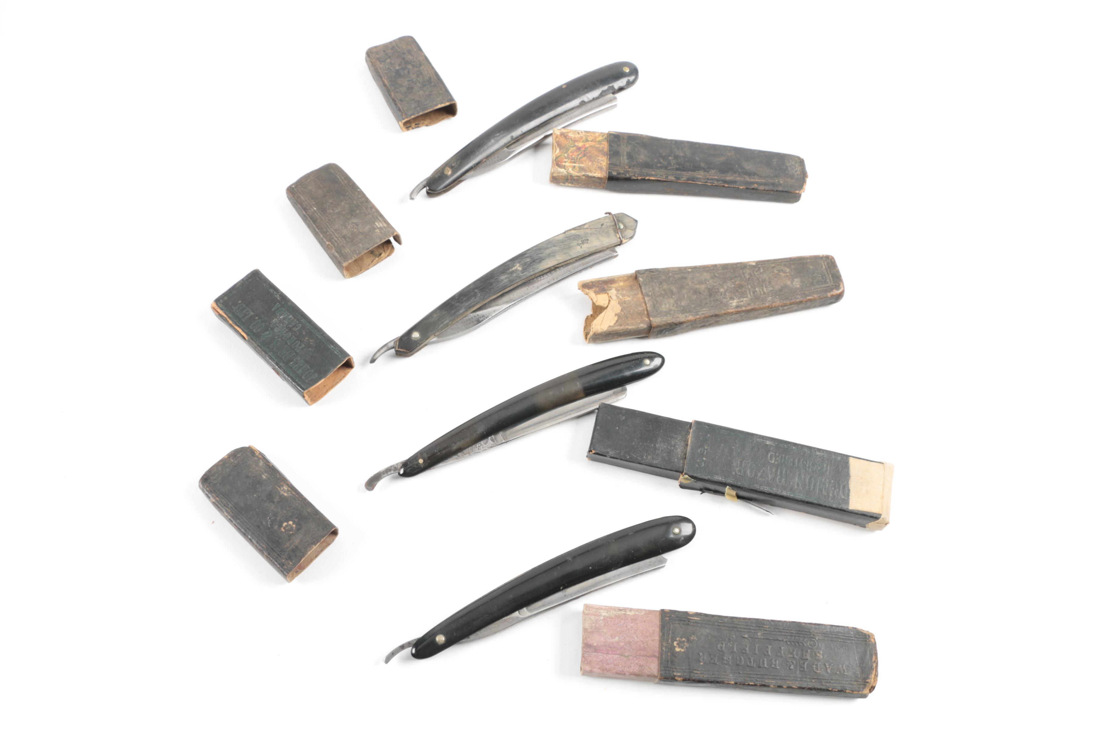 Antique Straight Edge Razors with Leather Cases EBTH