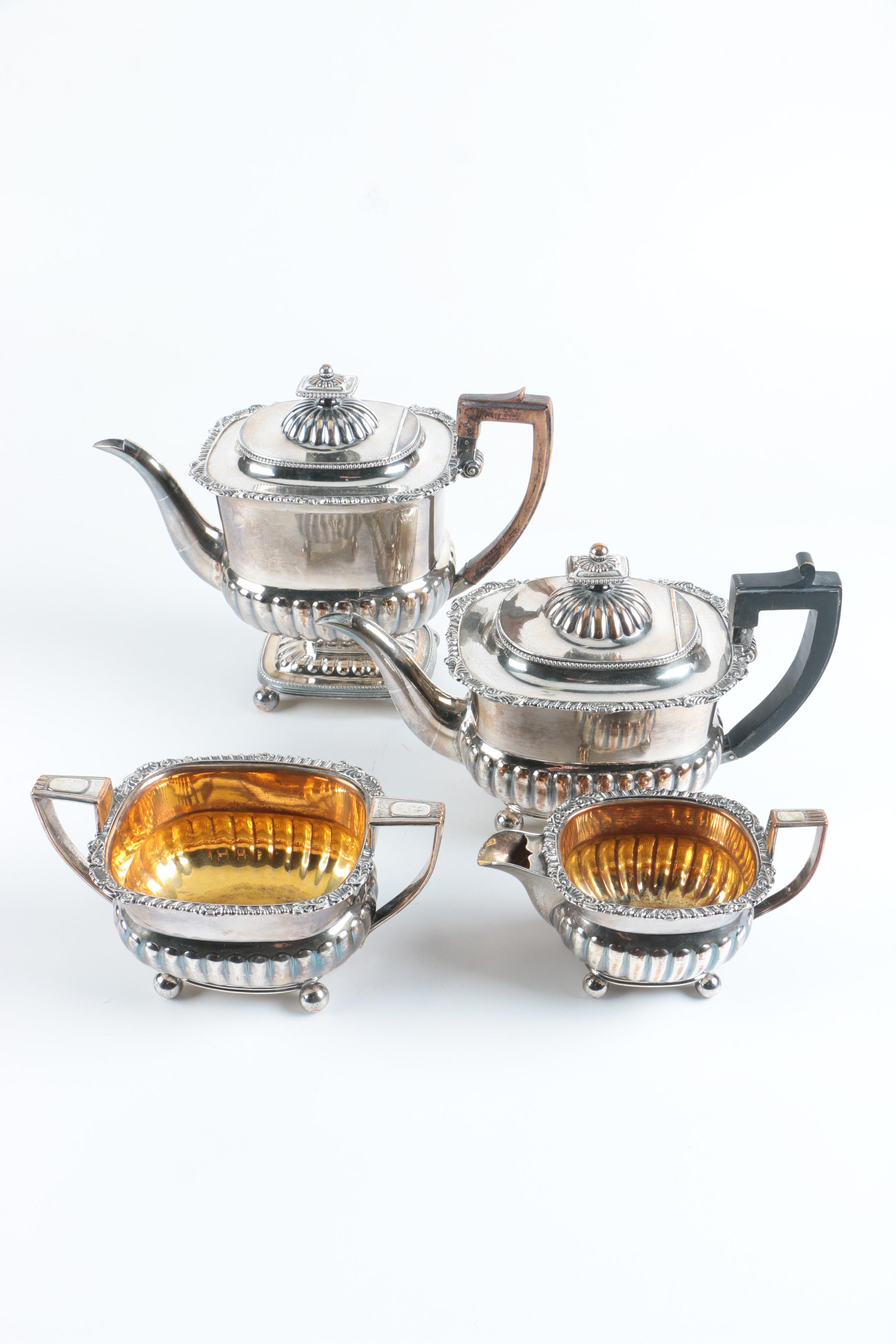Fluted Silver Plate Coffee and Tea Service EBTH