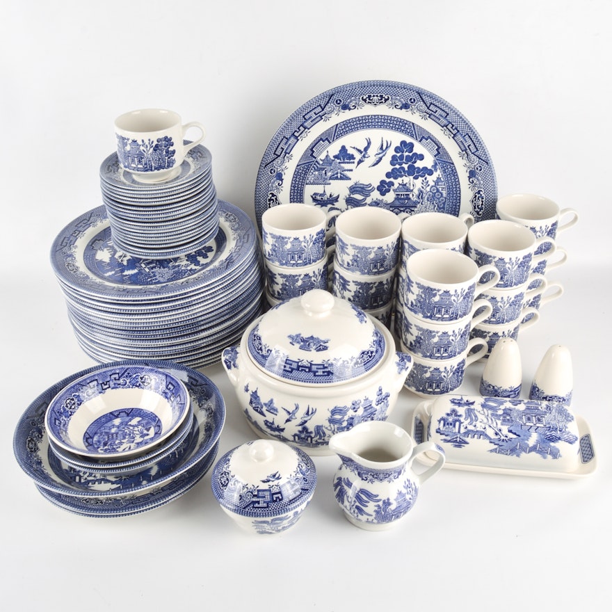 Generous Collection Of Churchill England Blue Willow China Ebth Generous Collection Of Churchill England Blue Willow China