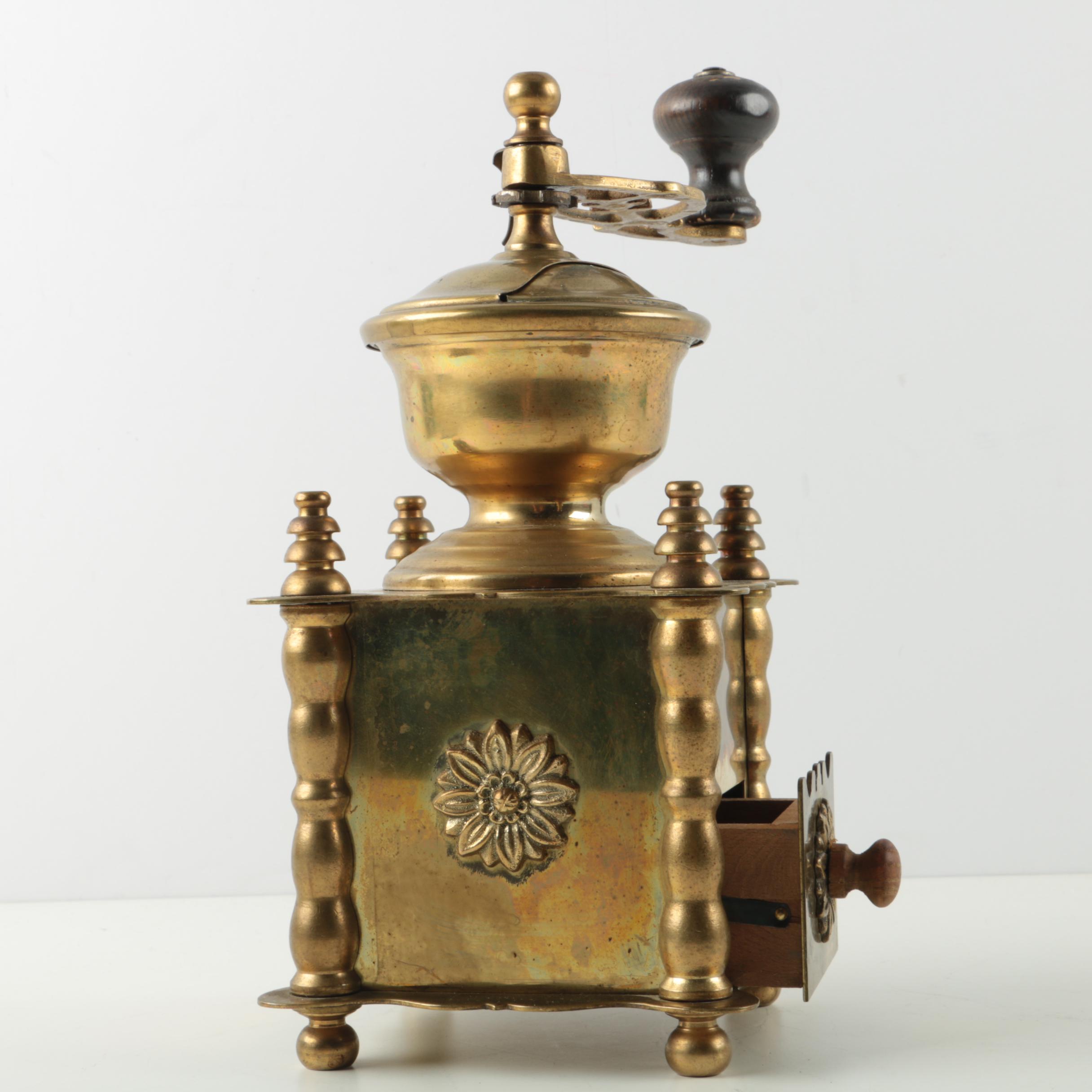 Vintage French Brass Coffee Grinder 1920s EBTH