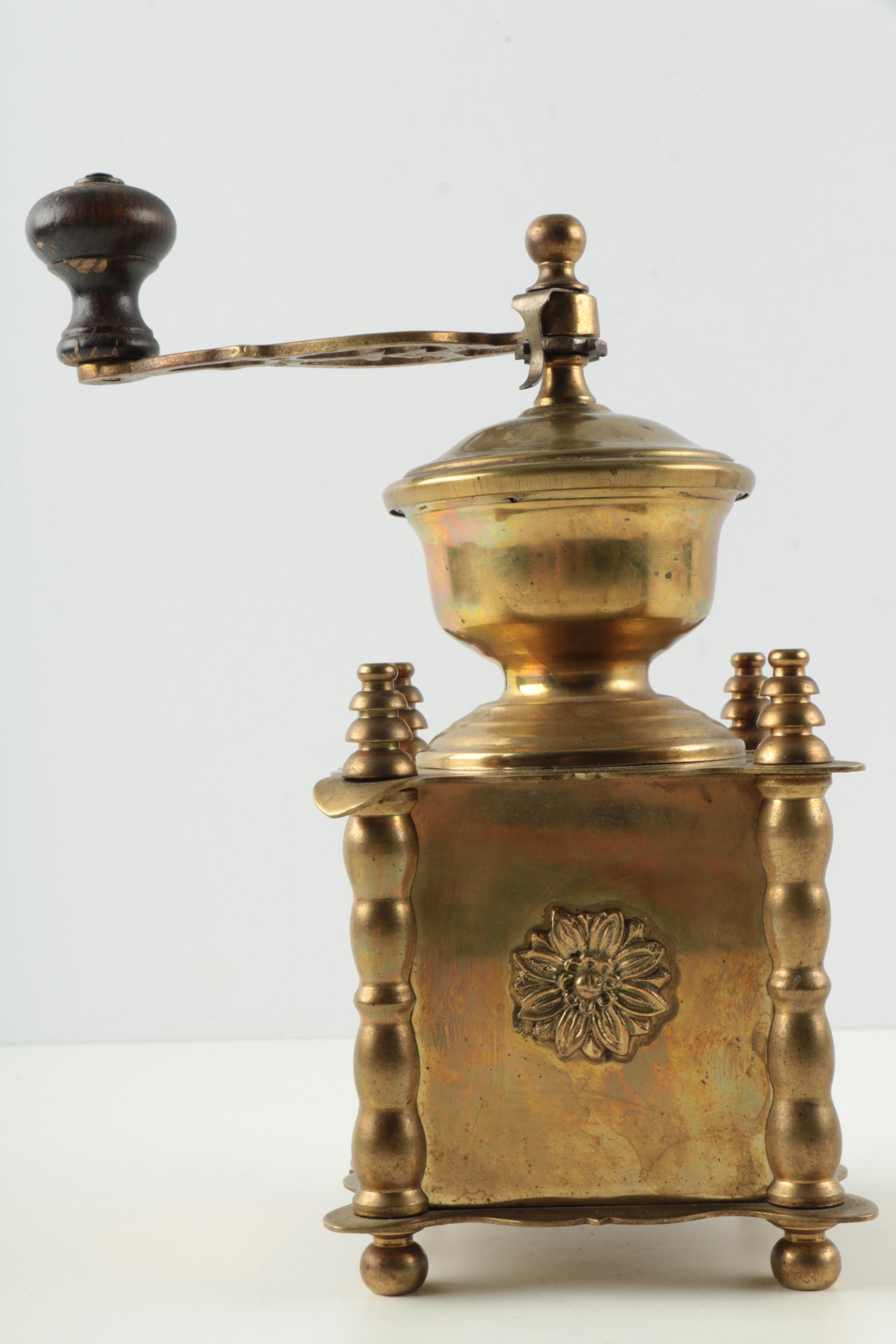 Vintage French Brass Coffee Grinder 1920s EBTH