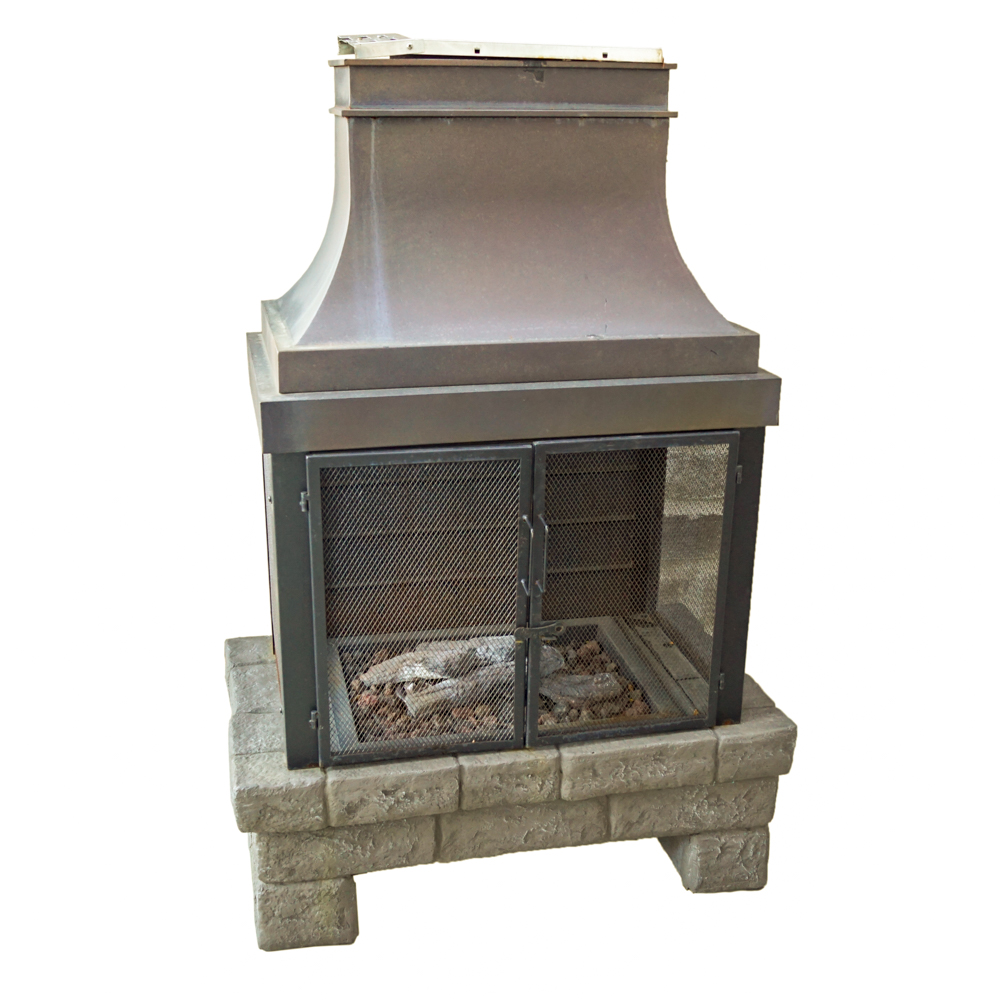 Brick And Metal Outdoor Fireplace Ebth