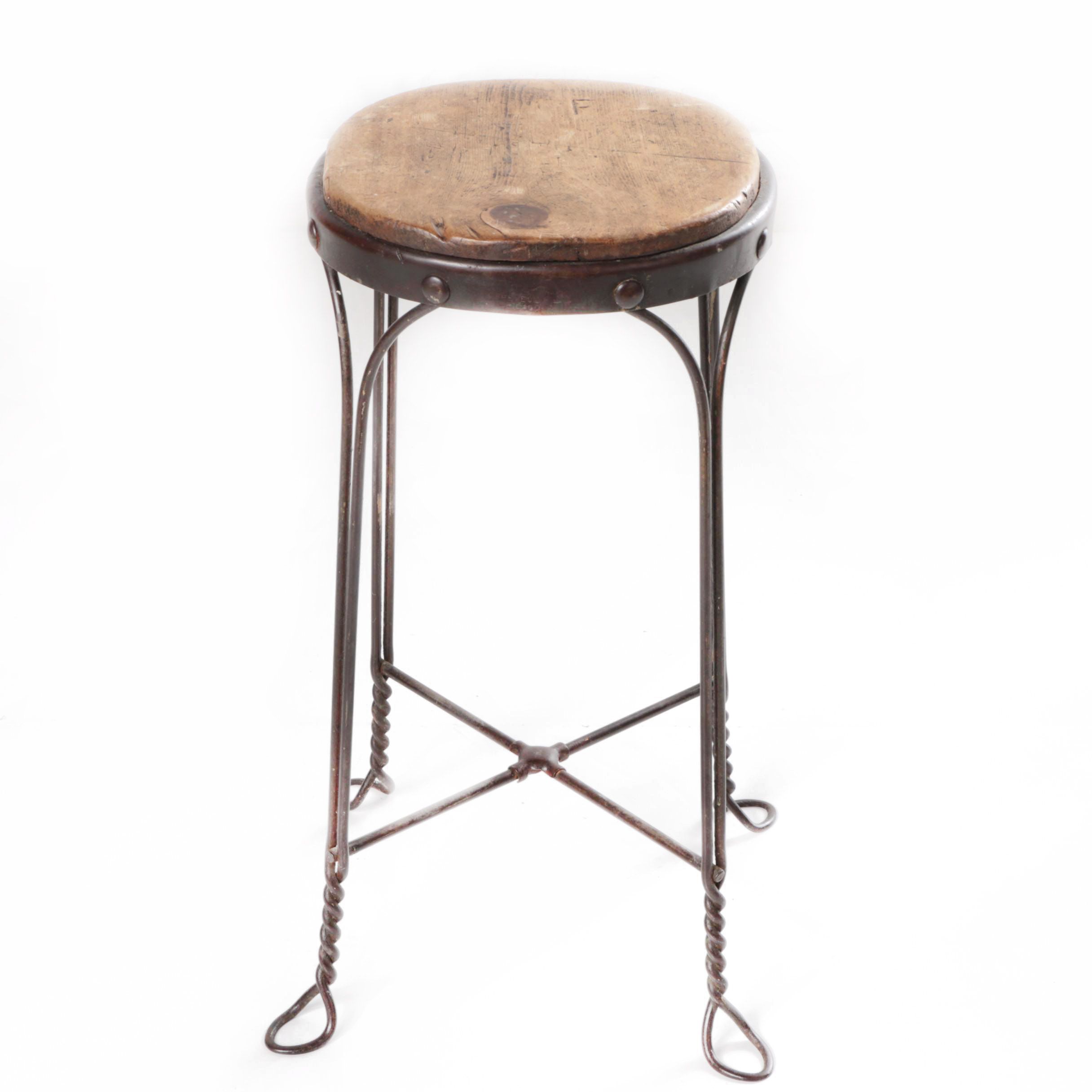 Vintage Wood and Metal Bar Stool EBTH