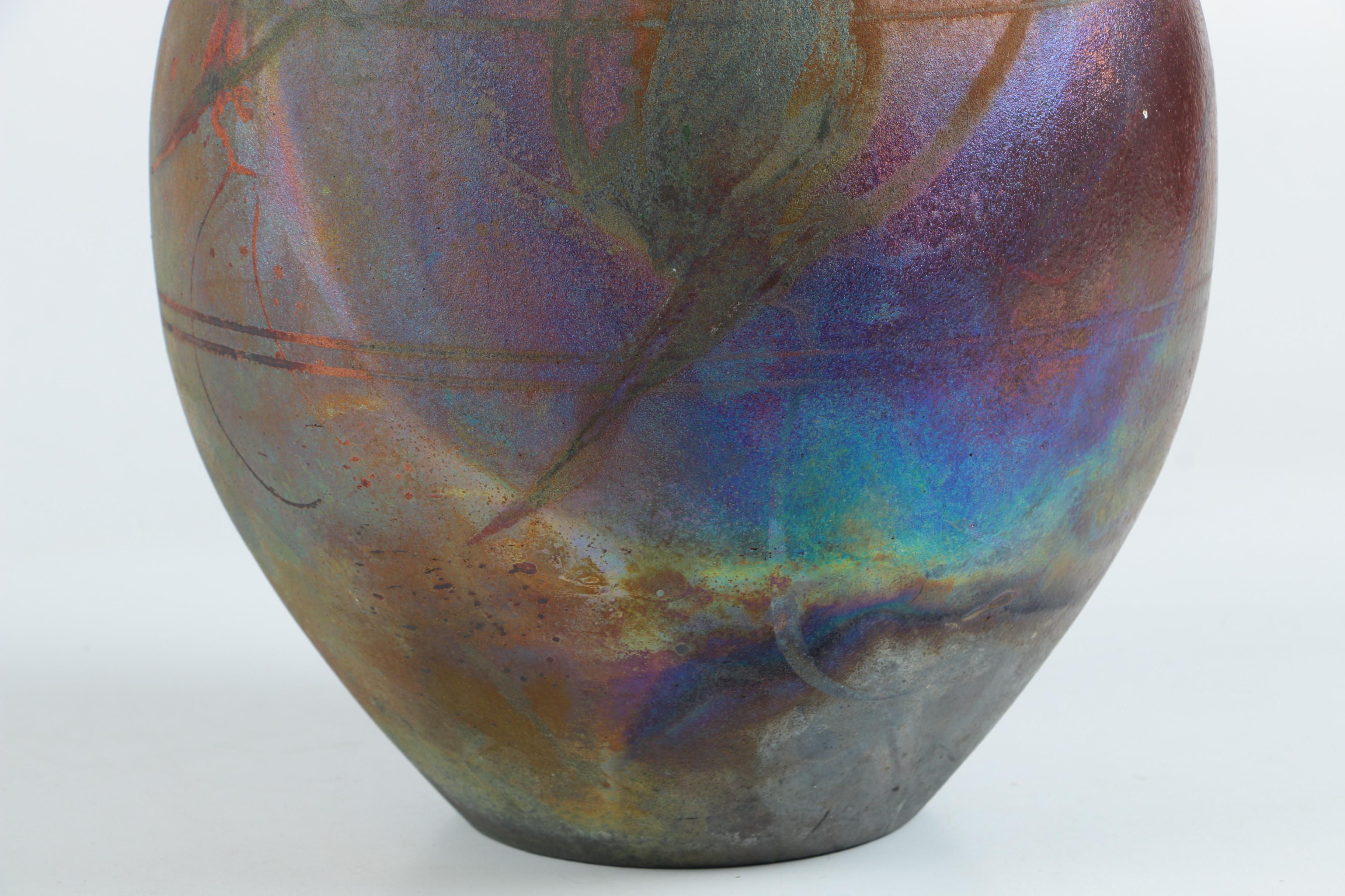 Signed Raku Art Pottery Vase EBTH