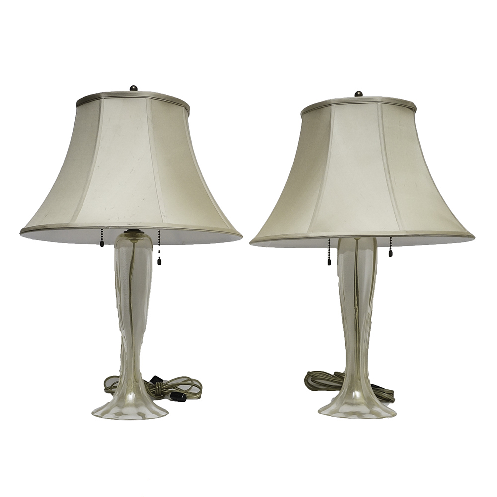 Restoration Hardware Glass Table Lamps with Pale Gold ...