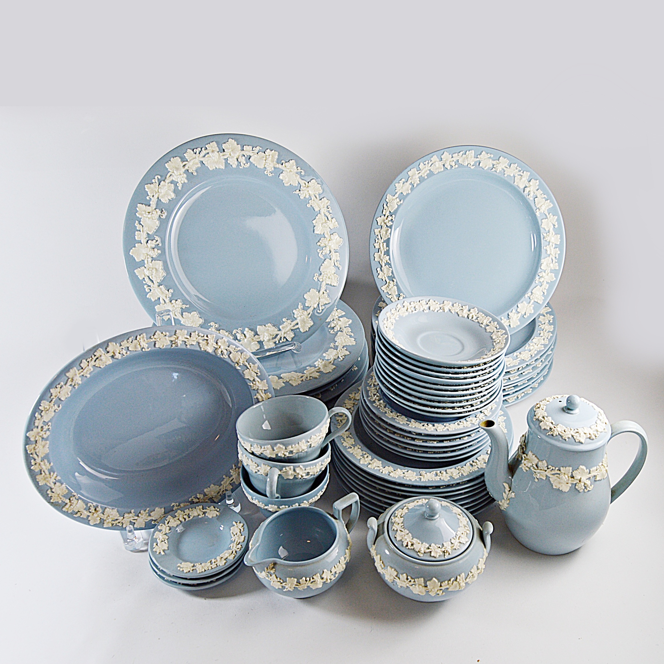 Vintage Wedgwood of Etruria & Barlaston Embossed Queensware Dinnerware