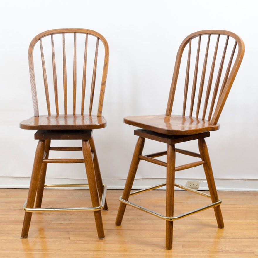 Windsor Oak Swivel Bar Stools : EBTH