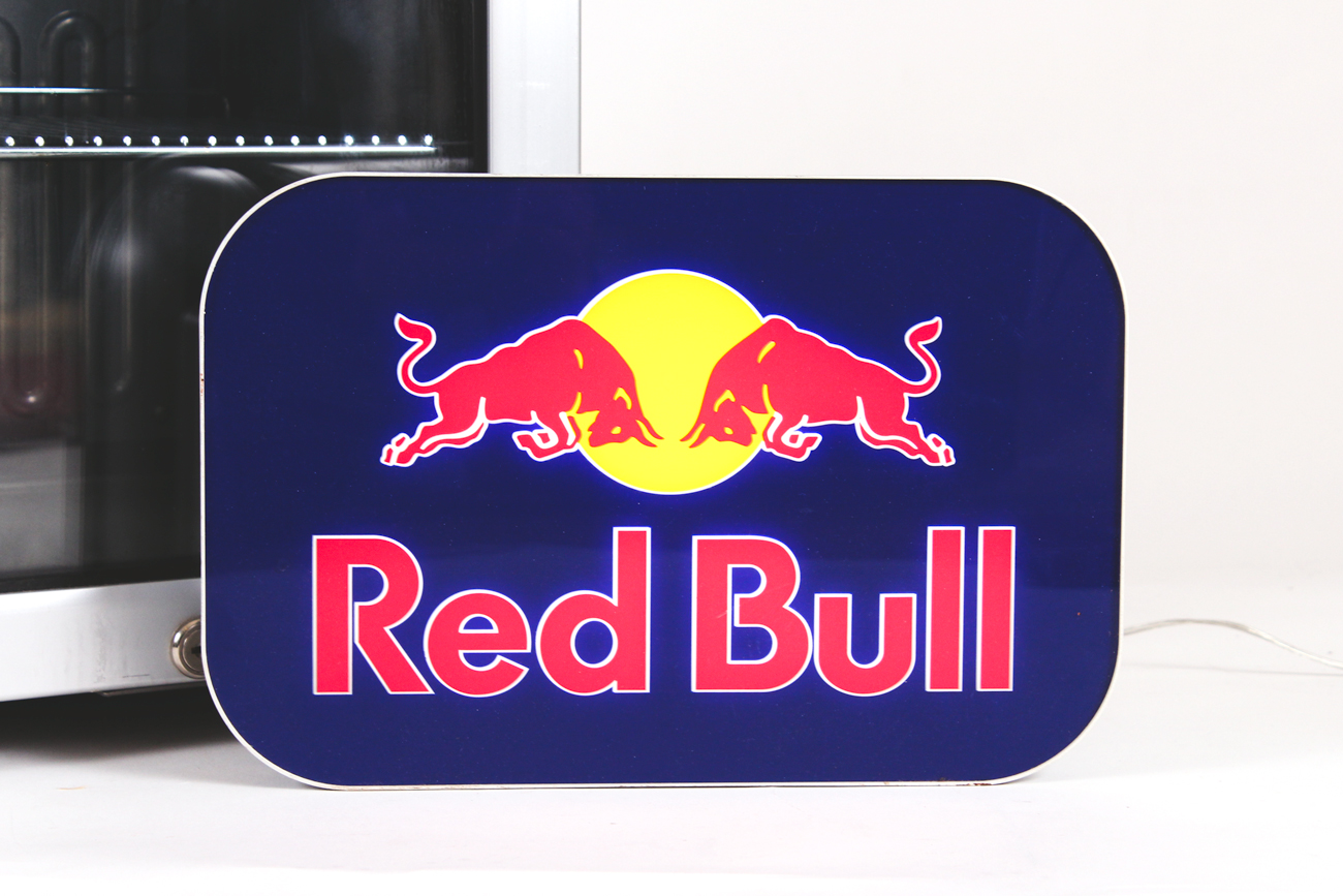 Red Bull Mini Refrigerator and Electric Sign EBTH