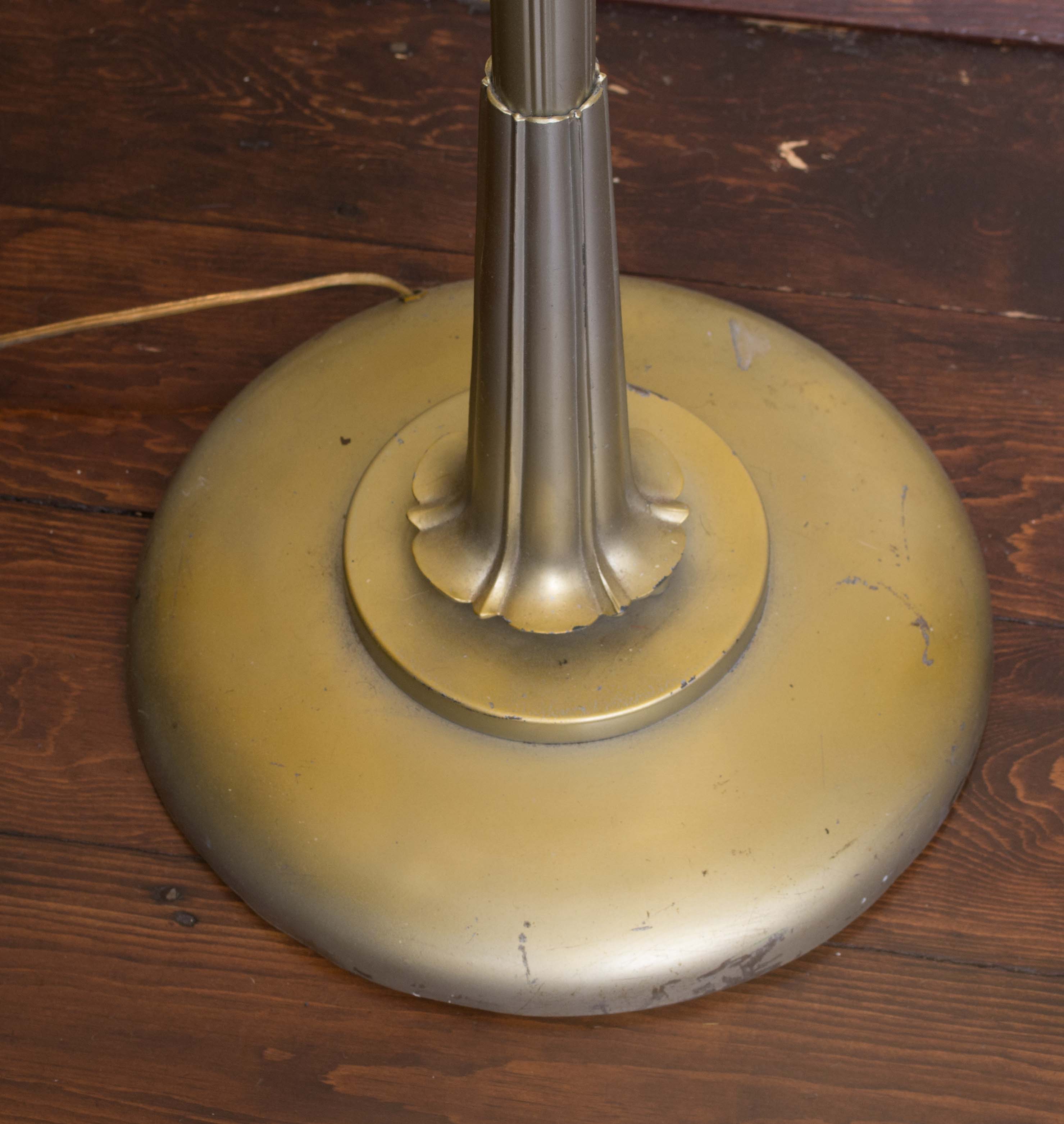 Ivory Glass Shade with Floral Motif Metal Floor Lamp | EBTH