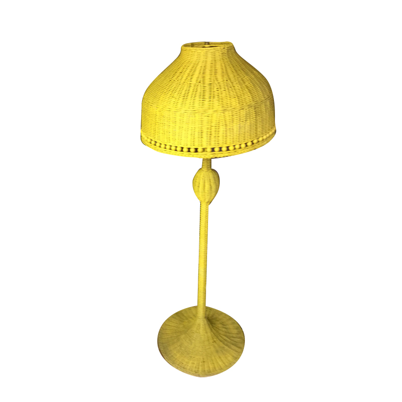 Yellow Wicker Floor Lamp With Matching Shade EBTH