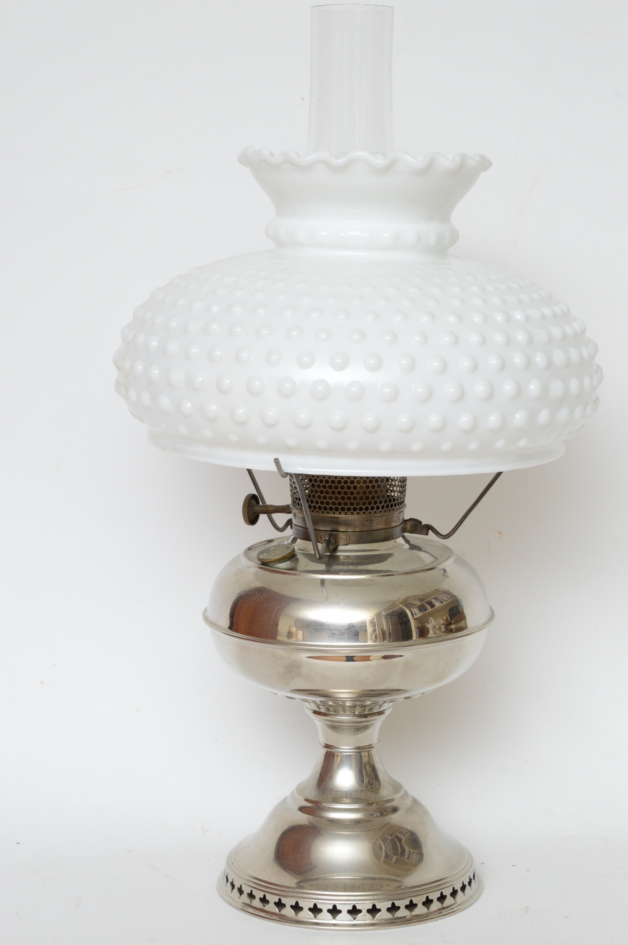 Antique Rayo Oil Lamp Hob Knob Milk Glass Shade EBTH