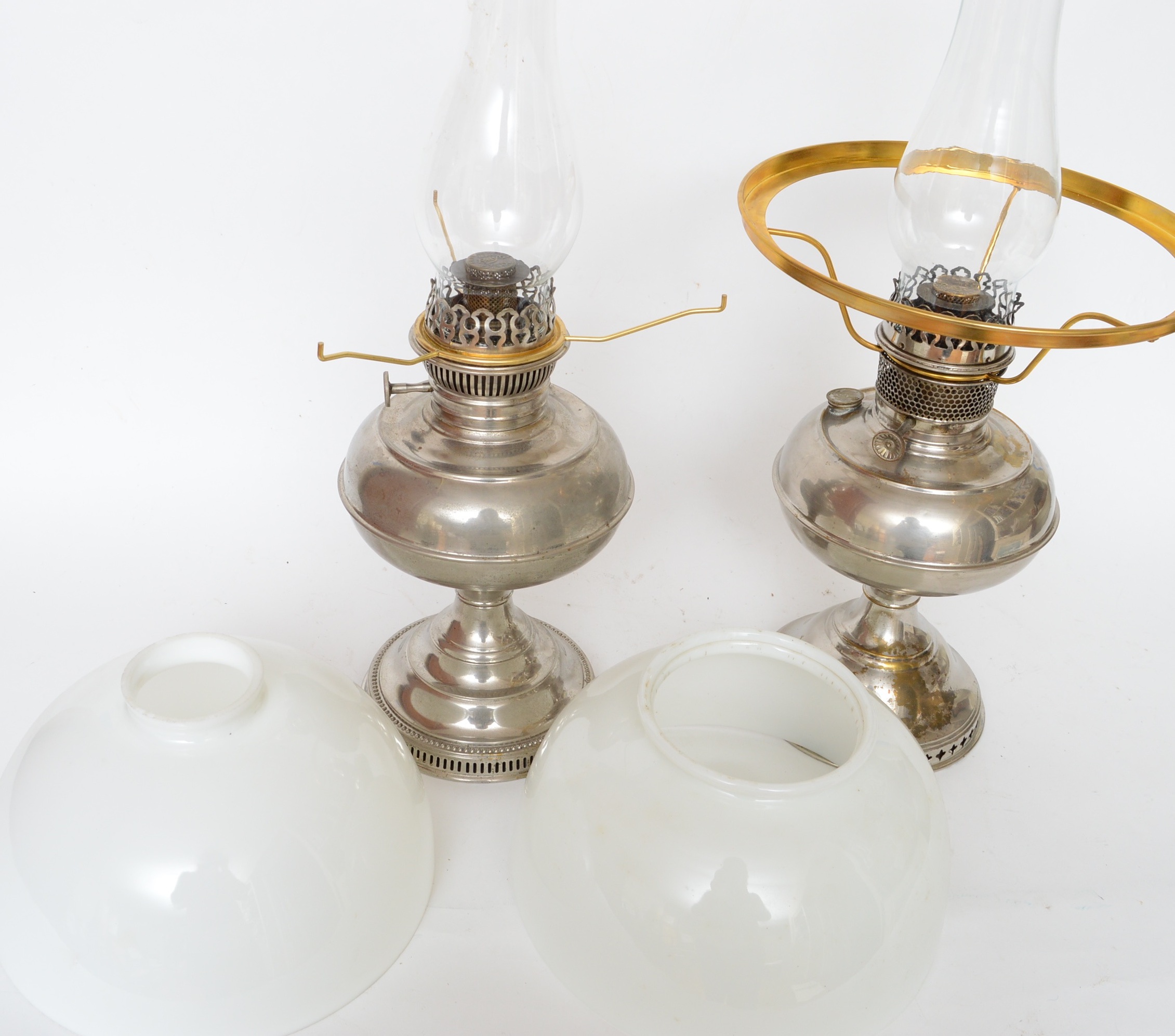 Antique Rayo Oil Lamps with Milk Glass Shades EBTH