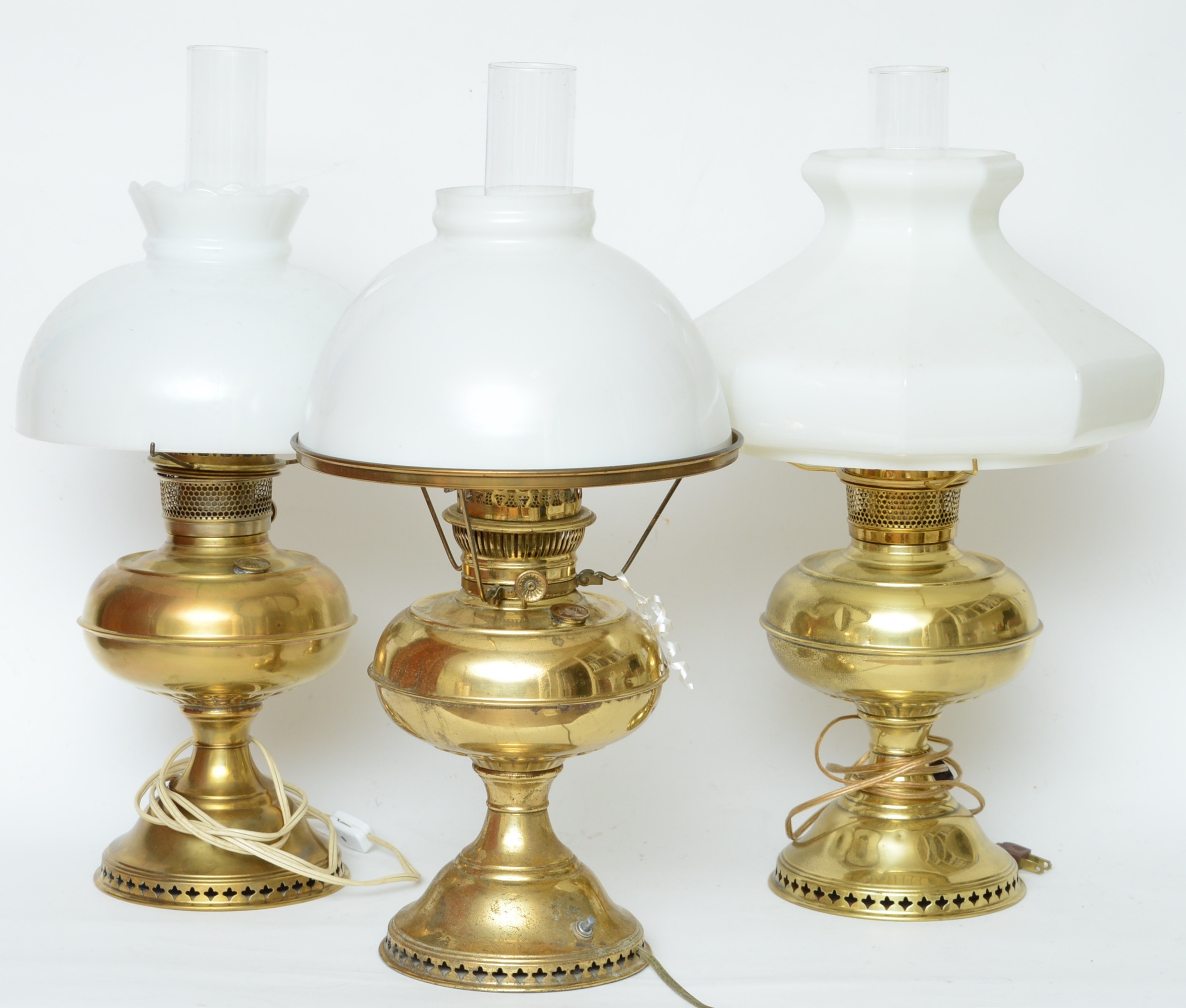 Antique Rayo Oil Lamps Converted Electric with Milk Glass Shades EBTH
