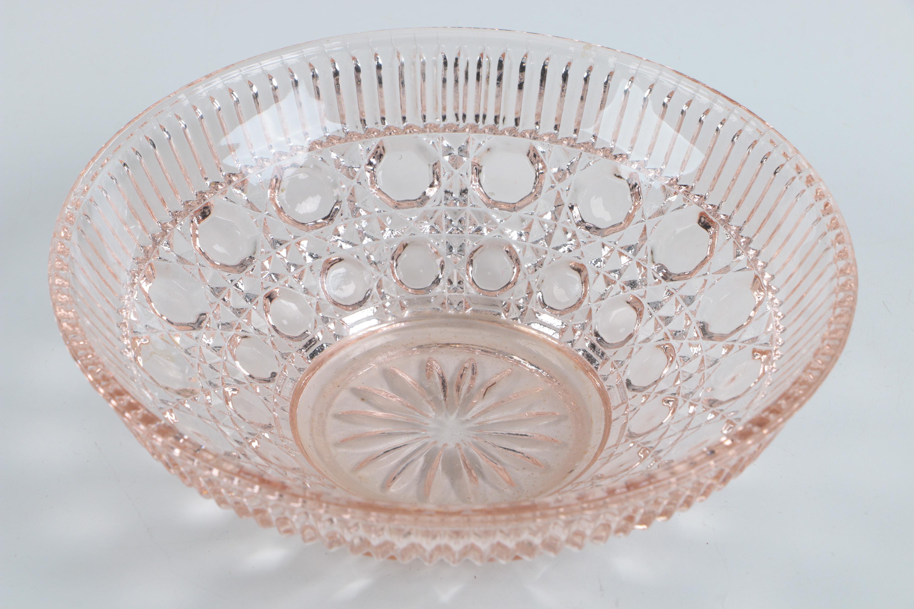 Pink Depression Glass Ice Cream Dishes and Lidded Bowl EBTH