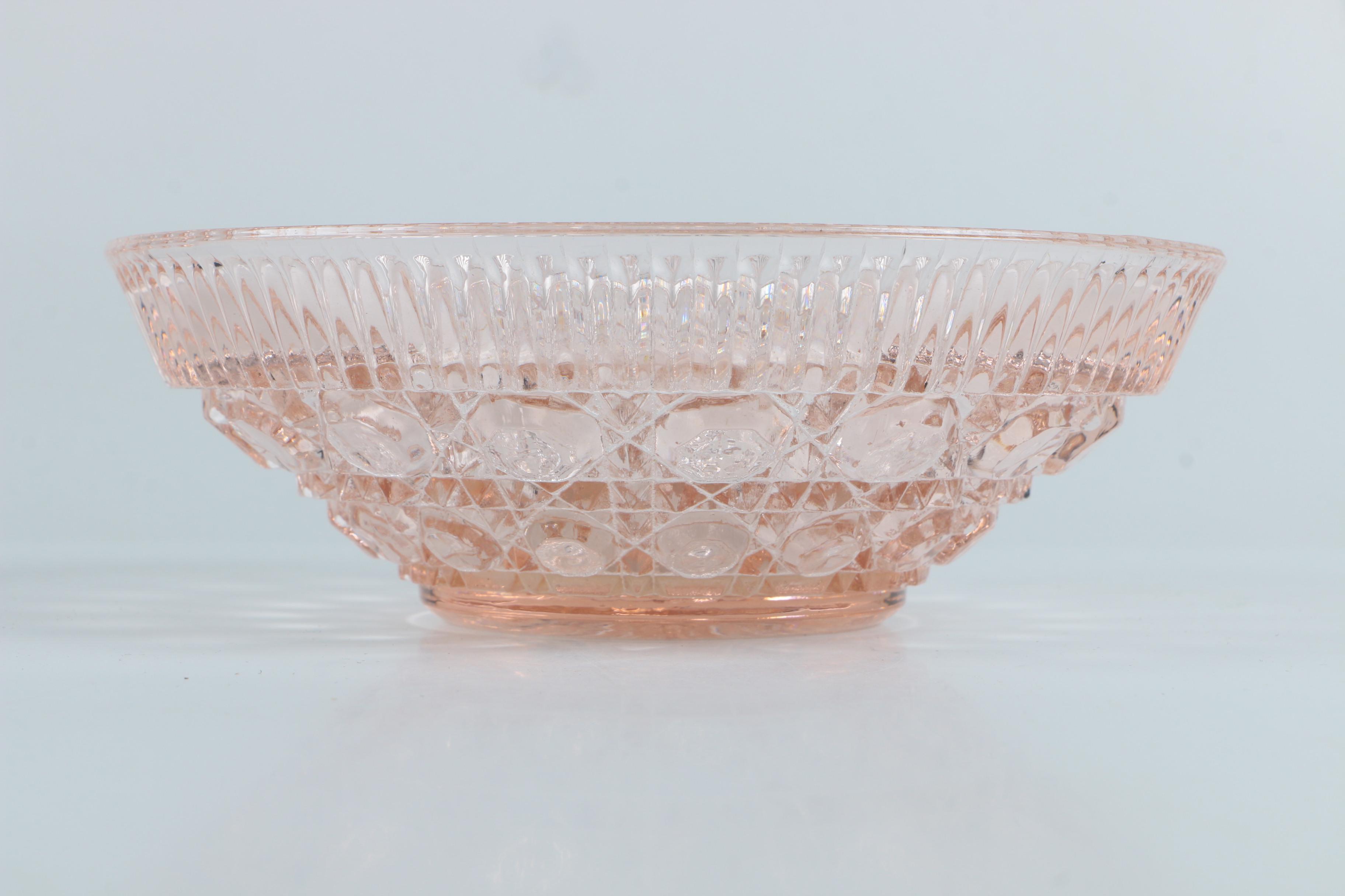 Pink Depression Glass Ice Cream Dishes and Lidded Bowl EBTH