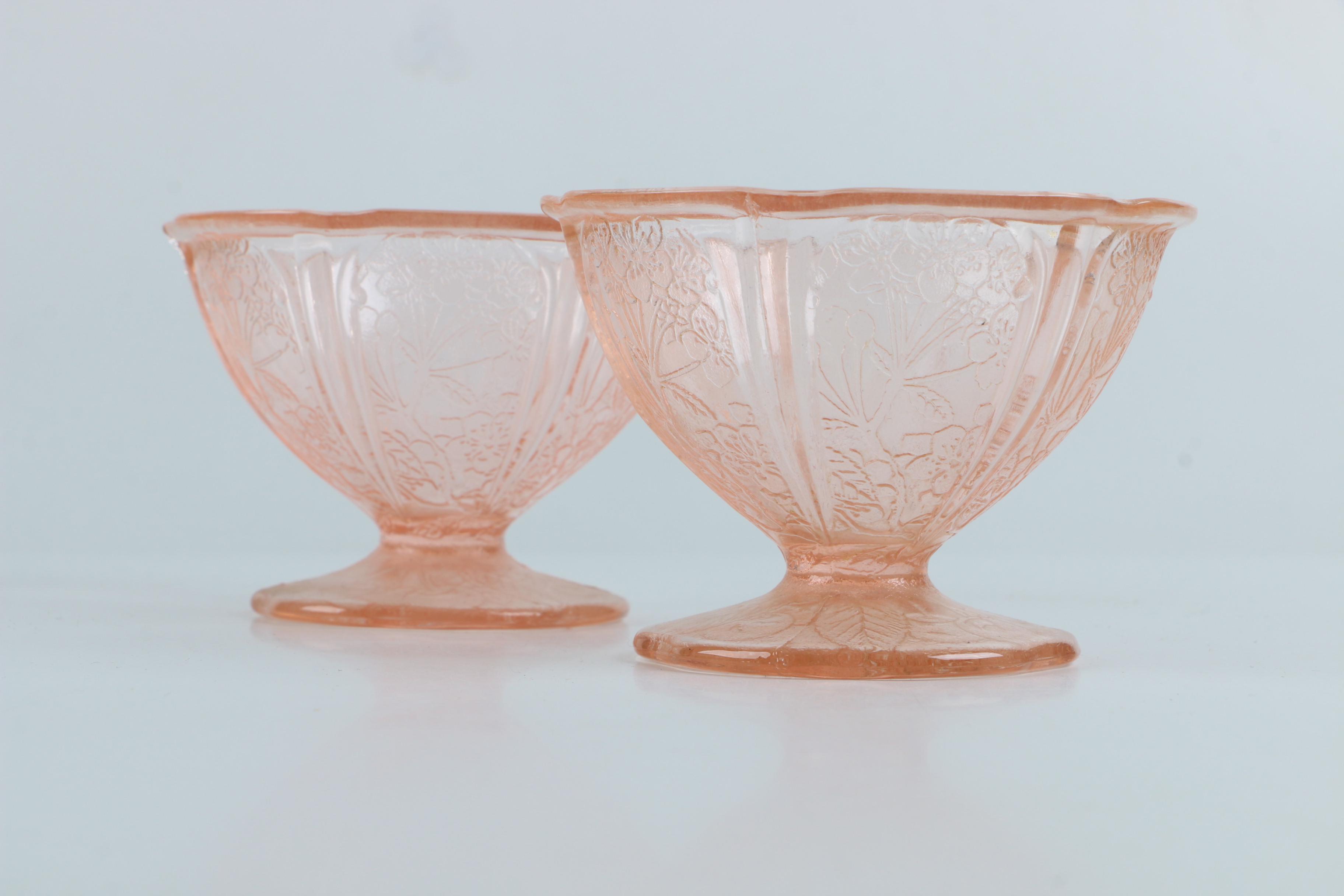 Pink Depression Glass Ice Cream Dishes and Lidded Bowl EBTH
