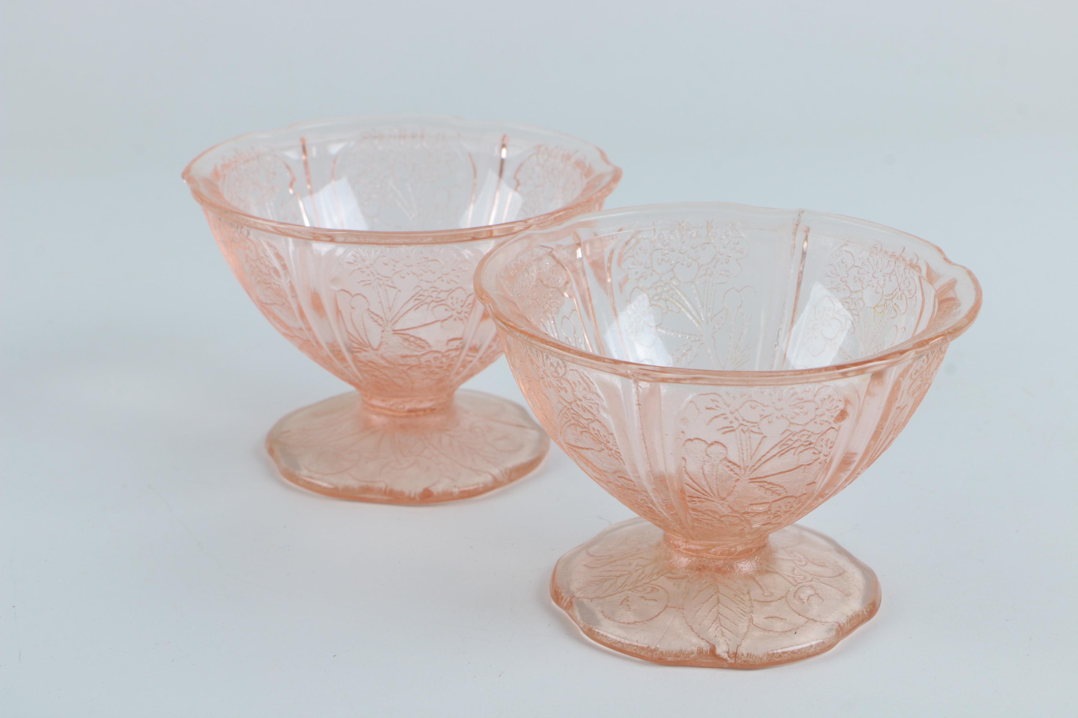 Pink Depression Glass Ice Cream Dishes and Lidded Bowl EBTH