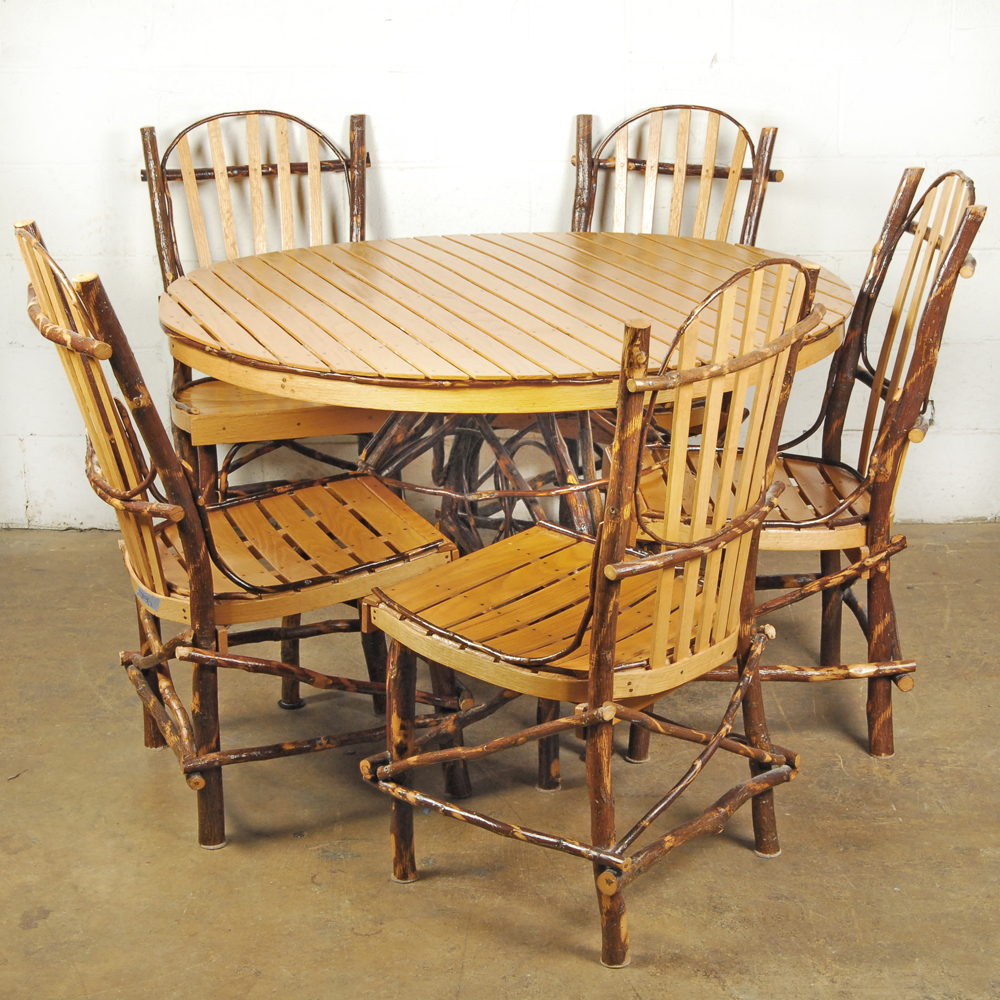Old Hickory Style Natural Oak and Branch Dining Set EBTH