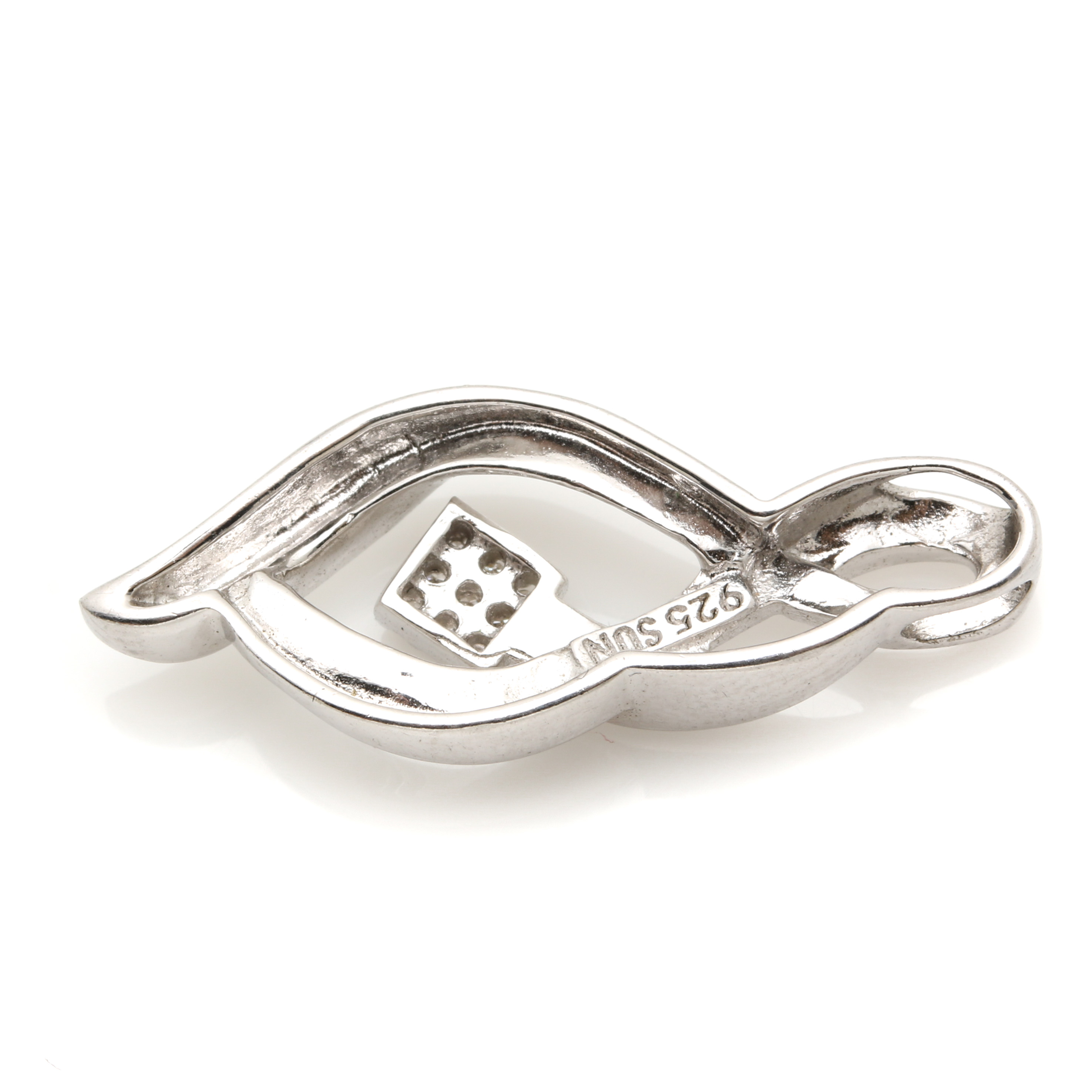 Sterling Silver Diamond Ribbon and Floral Glass Pendant Slides EBTH