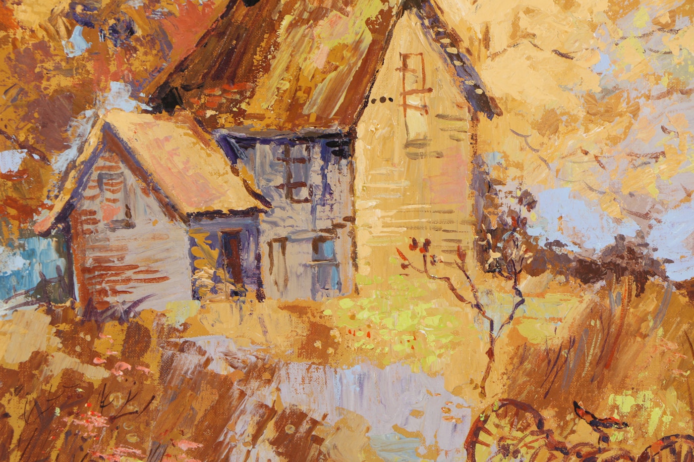 91730 auto painting Oil of Canvas B.F. Autumn Painting 1976 on Board Poor 91730 auto painting Oil of Canvas B.F. Autumn Painting 1976 on Board Poor