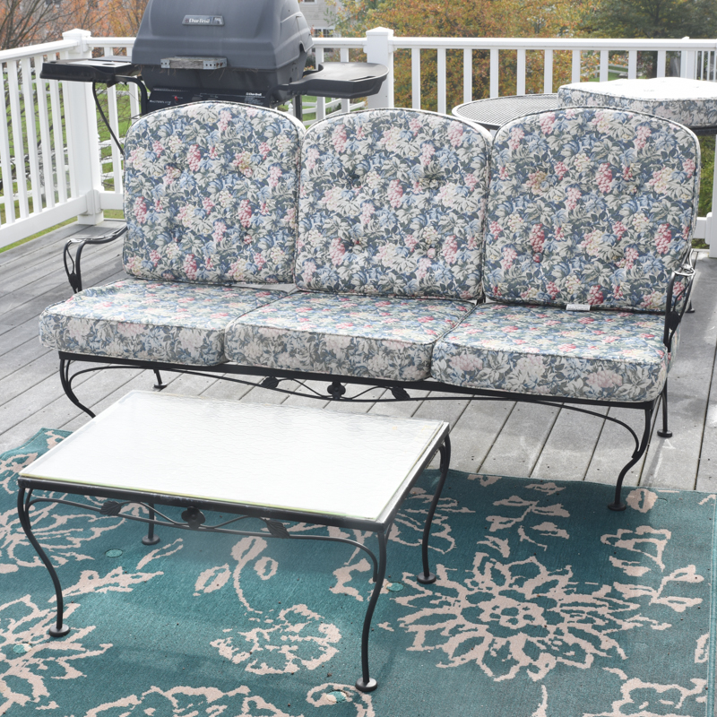 Vintage Wrought Iron Patio Sofa And Table Ebth