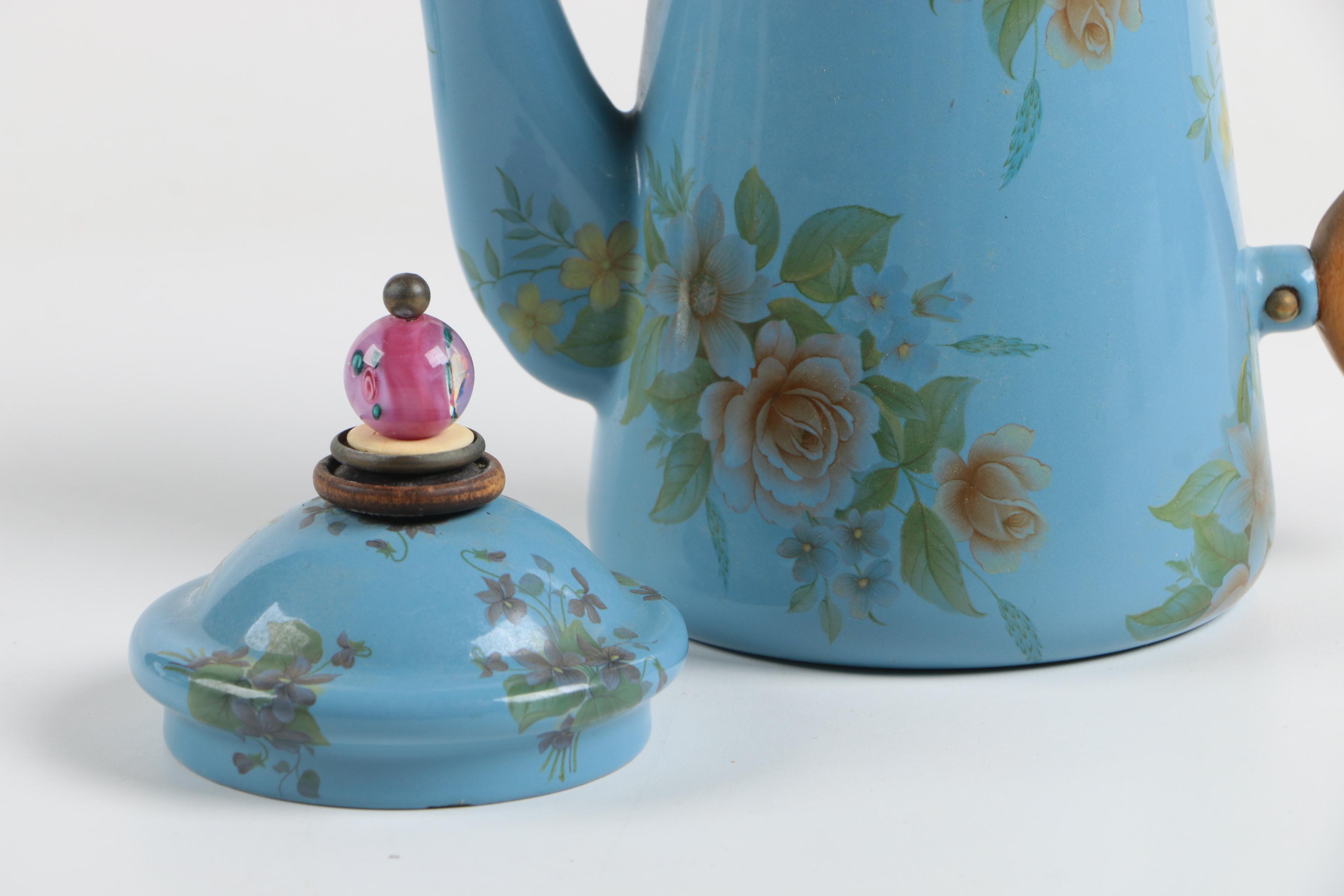 MackenzieChilds Victoria and Richard Enamel Tea Set EBTH