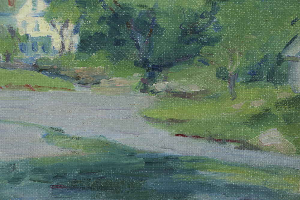 J. Alden Weir Oil Painting on Canvas Board of Impressionist Landscape