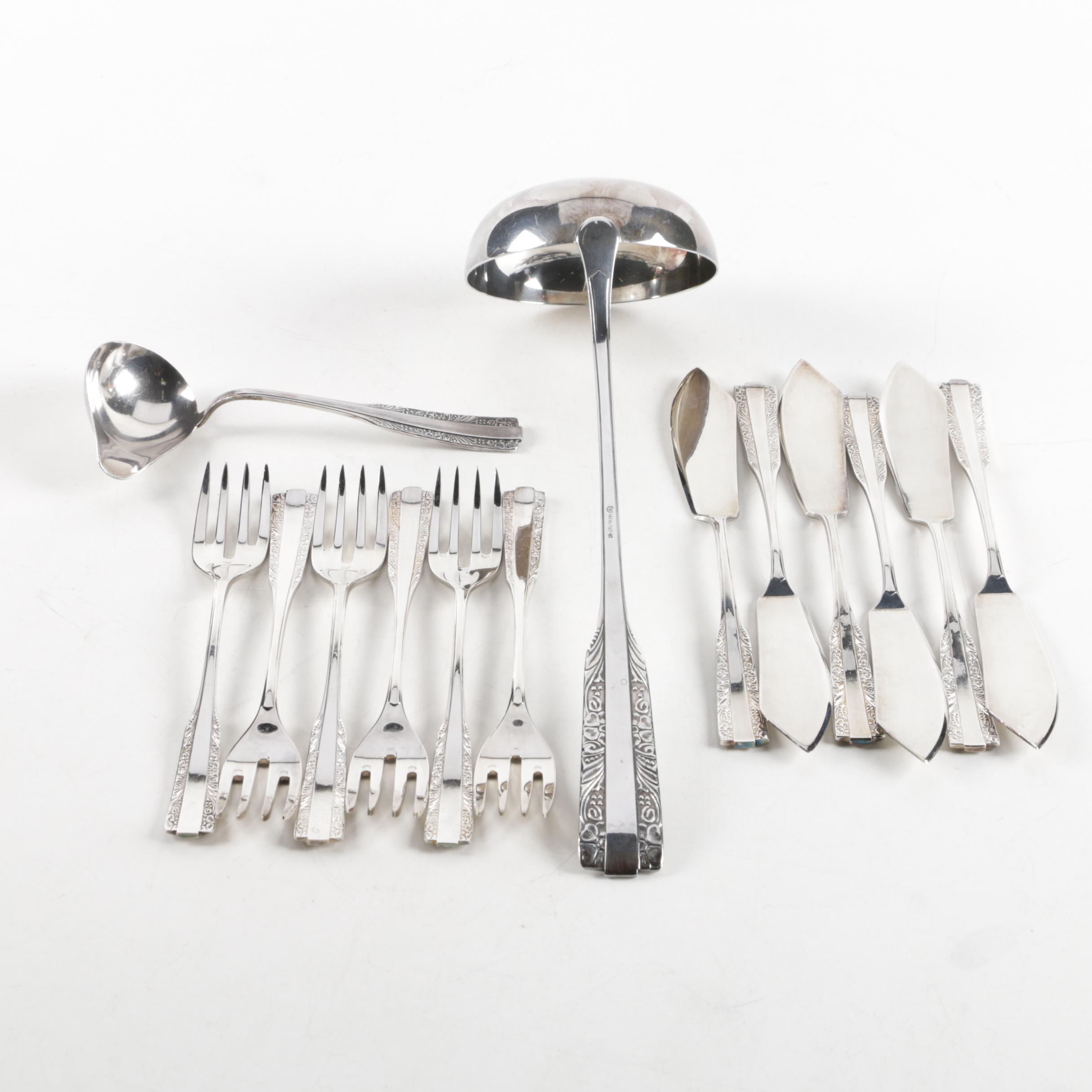 Hefra Polish Silver Plate Flatware with Foliate Handles EBTH