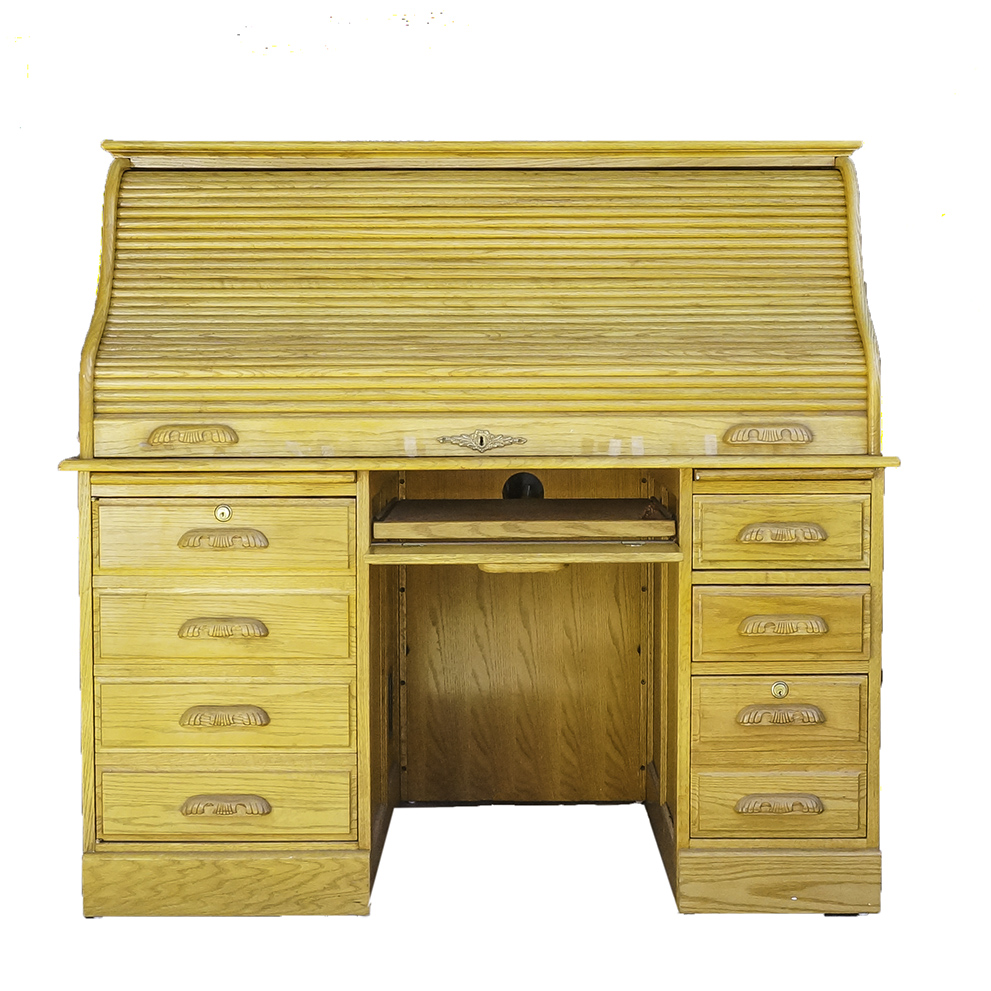 Light Oak Roll Top Desk EBTH
