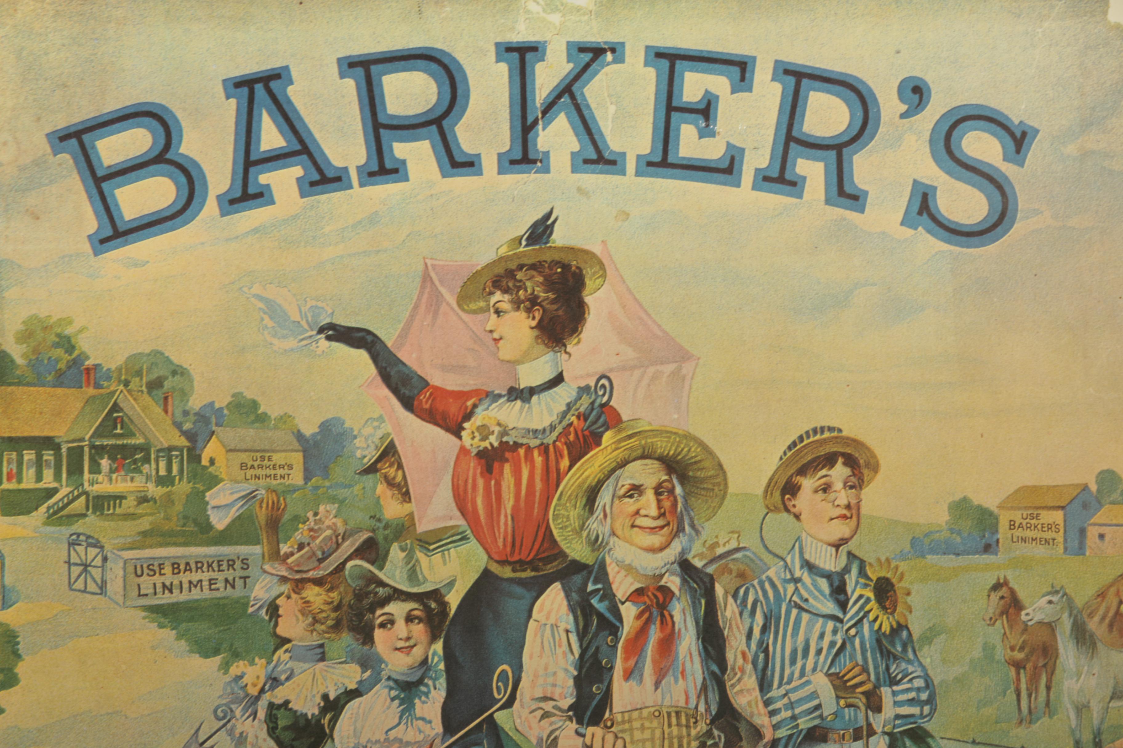 Barker's Liniment Vintage Advertising Poster EBTH