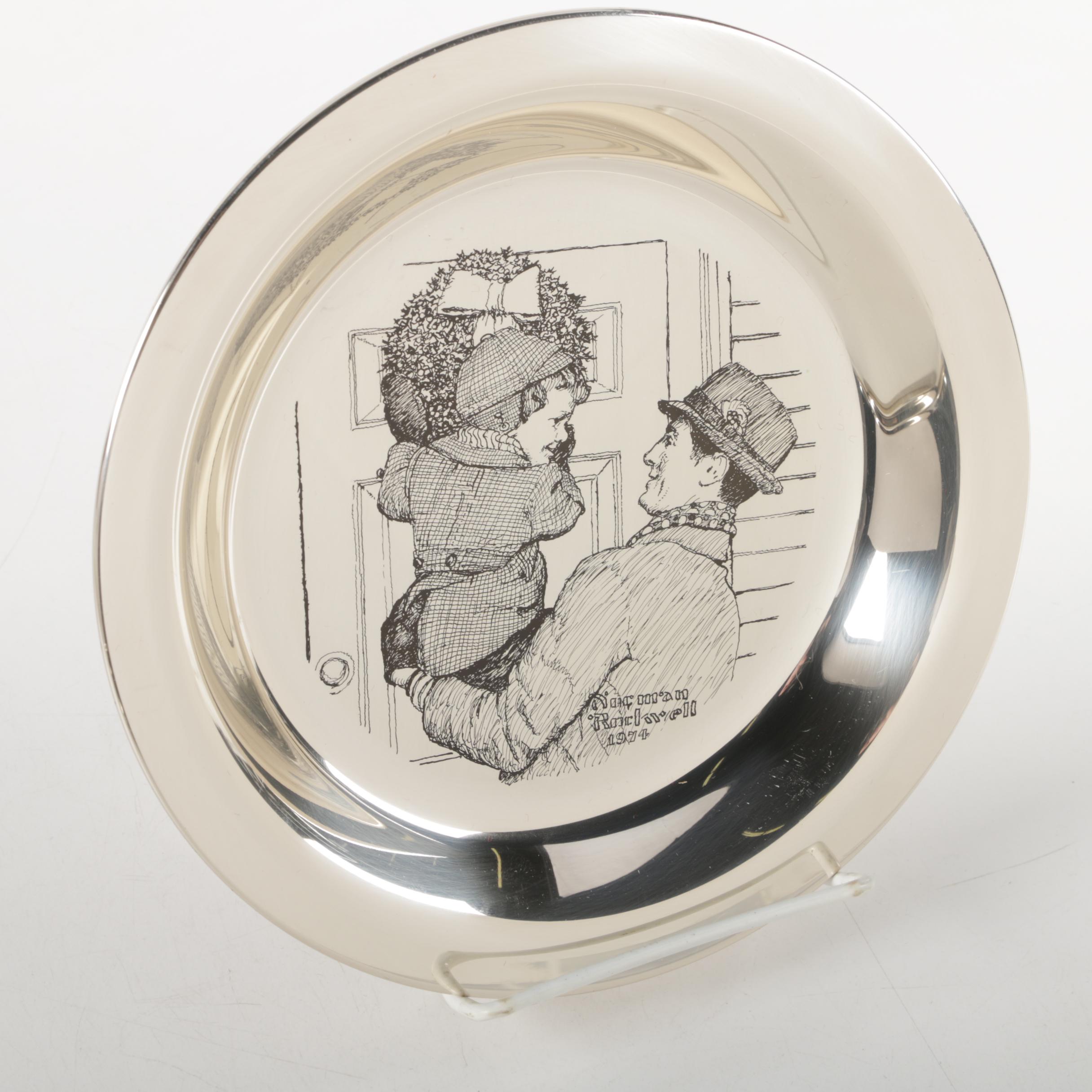 Norman rockwell sterling silver christmas plate