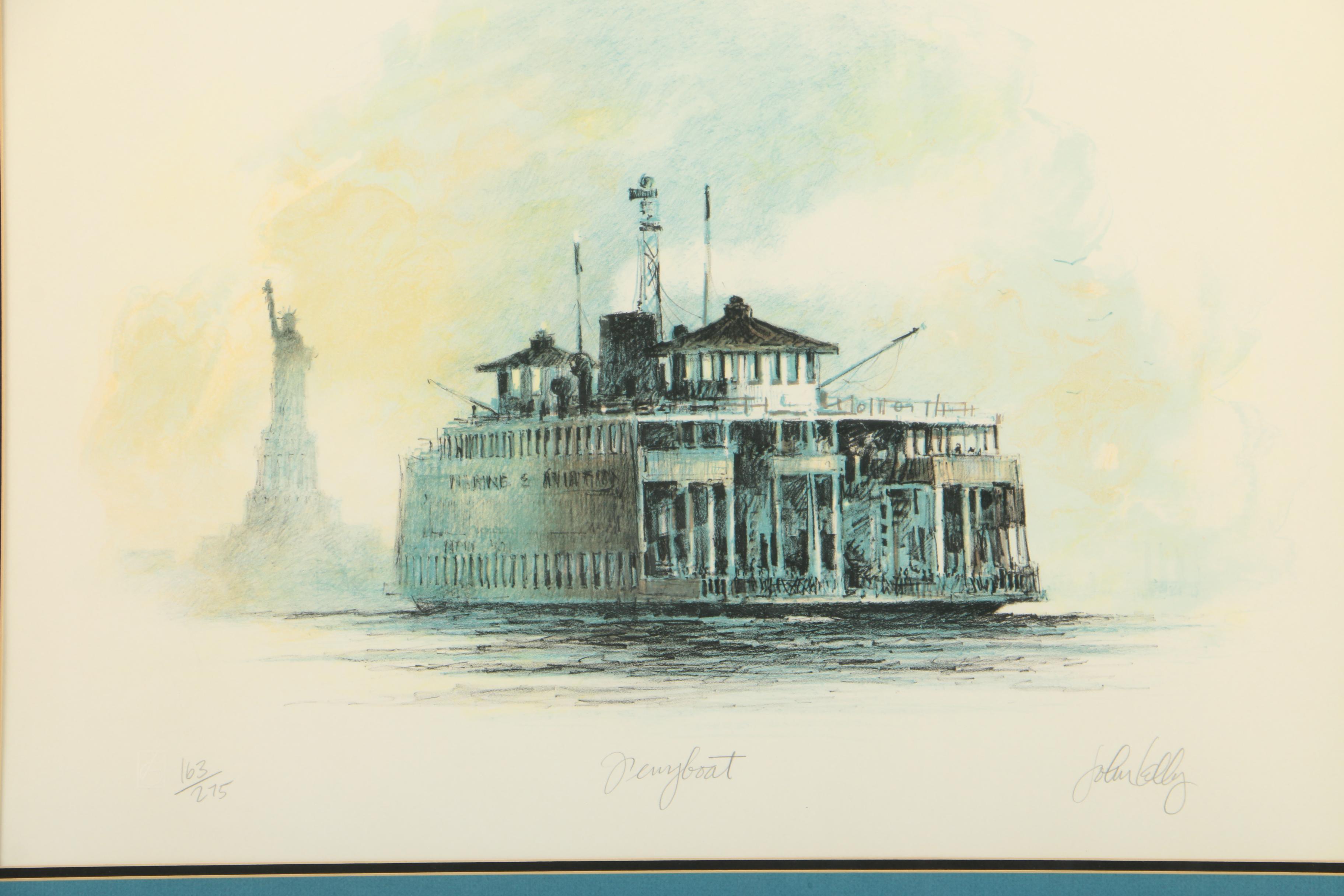 John Kelly Limited Edition Colored Lithograph "Ferryboat" EBTH