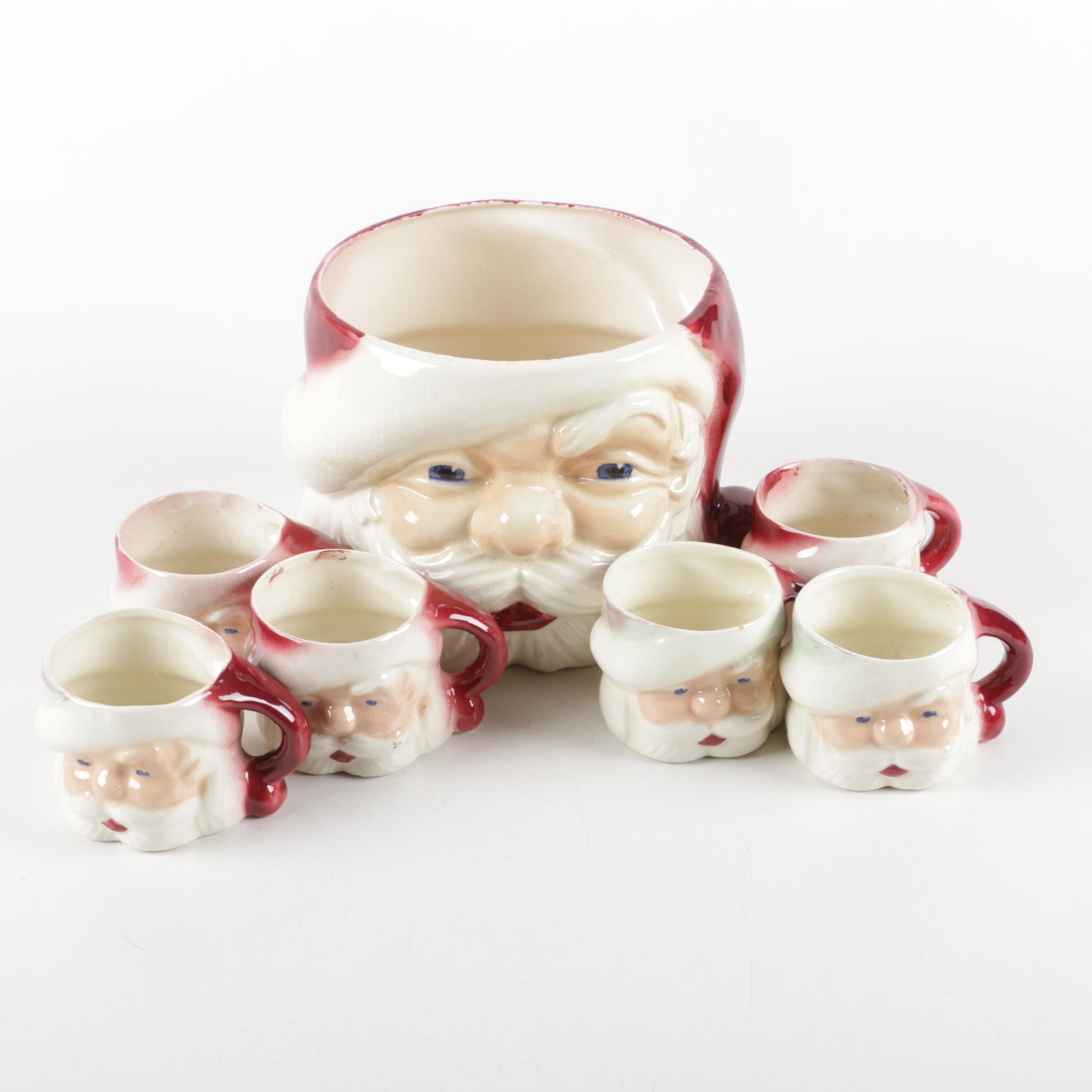 Santa Claus Punch Bowl and Cups EBTH