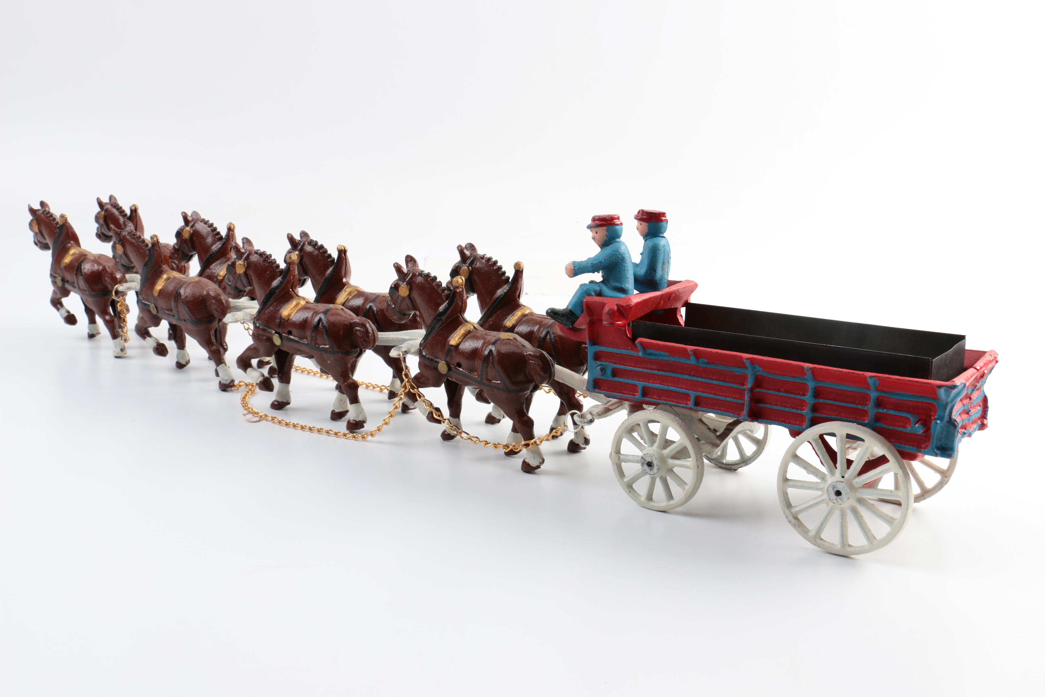 Cast Iron Horse Drawn Beer Barrel Wagon EBTH