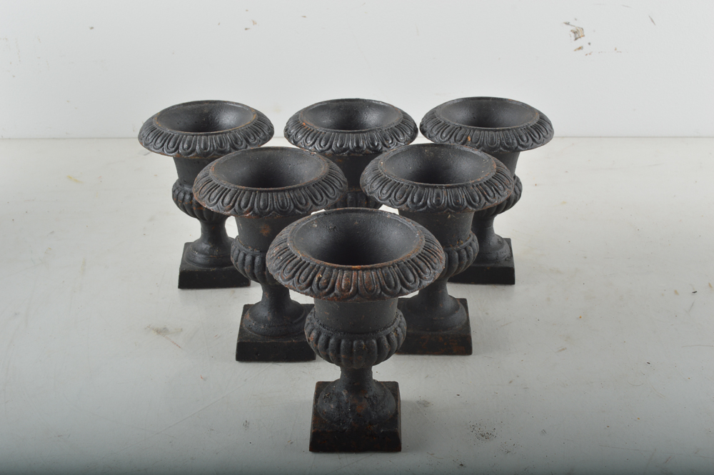 Assorted Black Metal Urn Planters EBTH