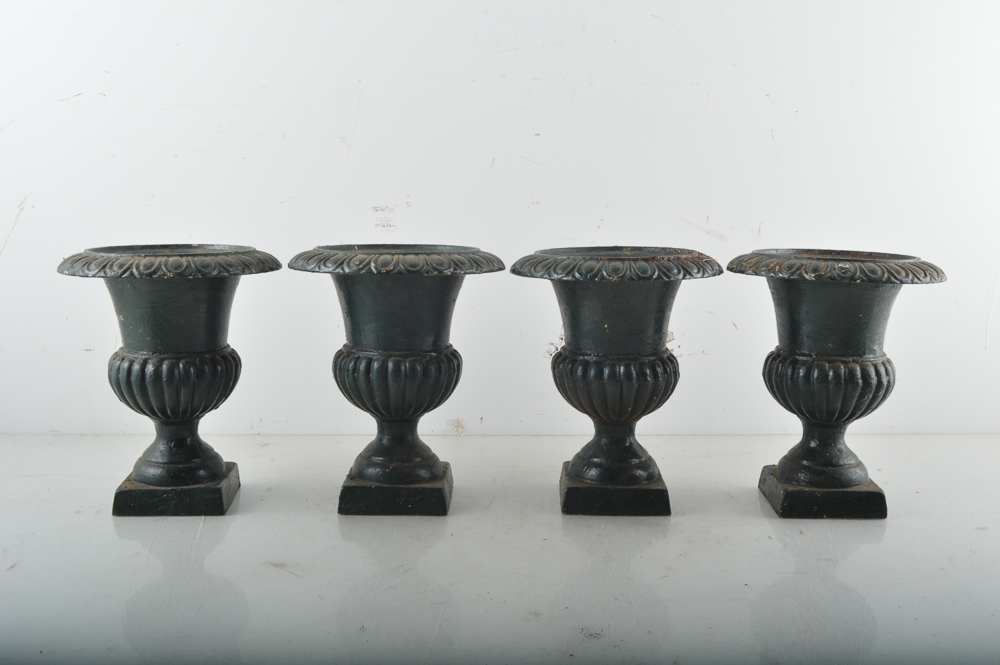 Assorted Black Metal Urn Planters EBTH