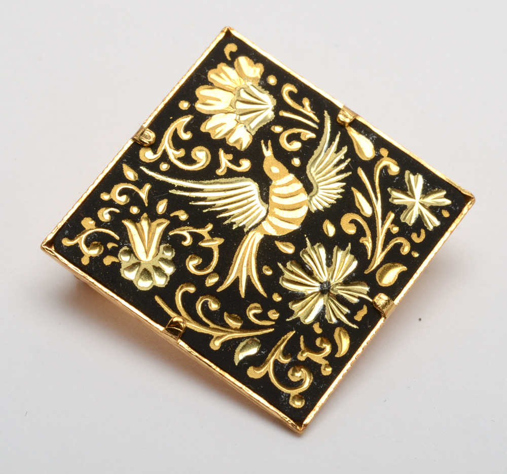 Three Spanish Damascene Gold Plated Brooches EBTH