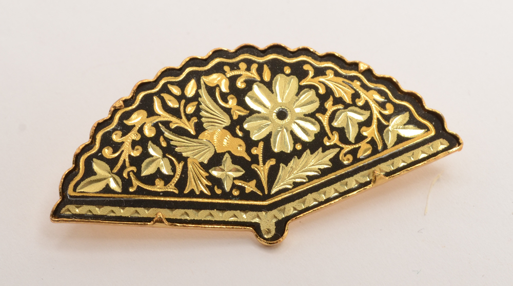 Three Spanish Damascene Gold Plated Brooches EBTH