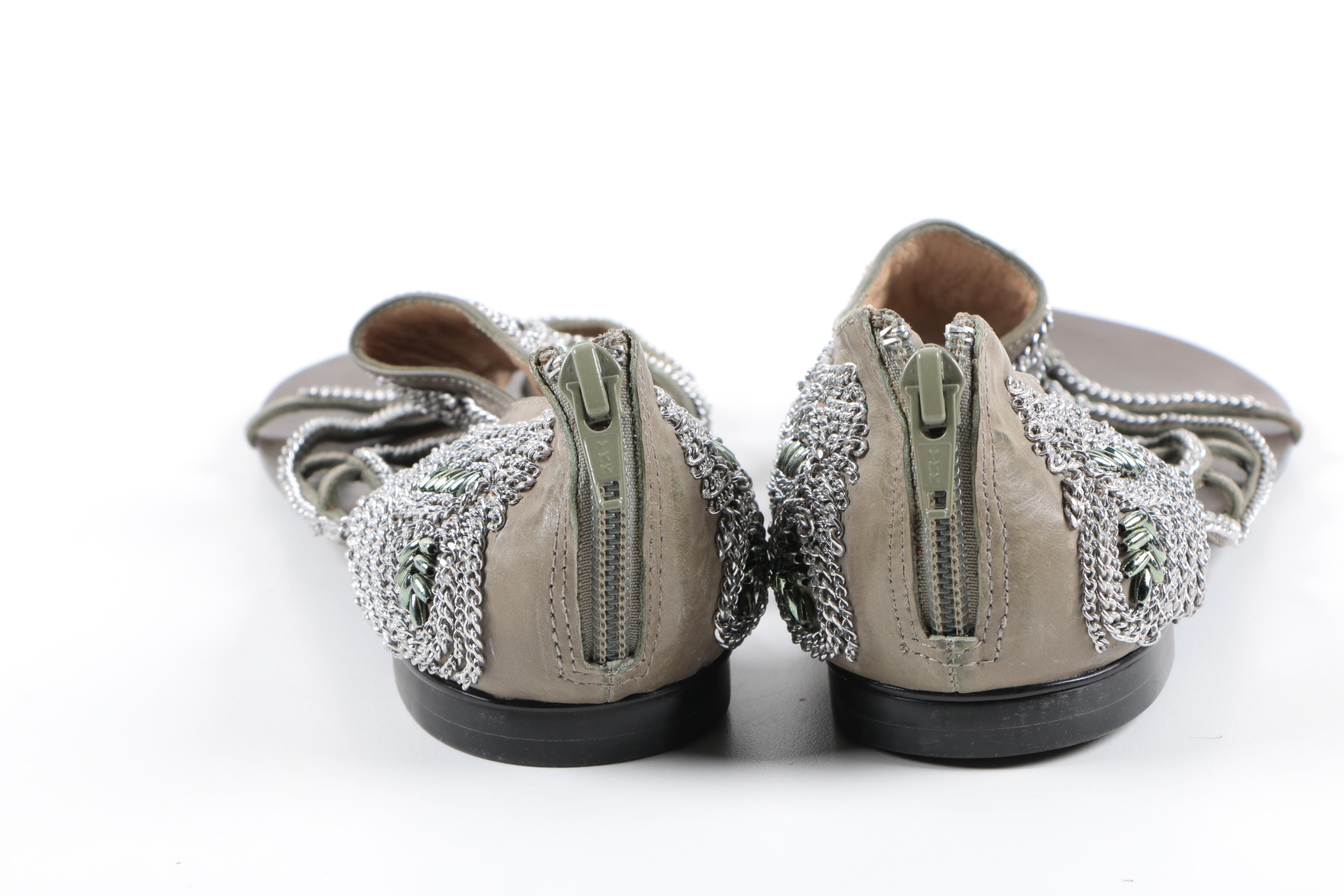 Slippers Ballerines Jean-Michel Cazabat - Tweed Noir Et Or, Taille 38.5, Occasion Parfait état