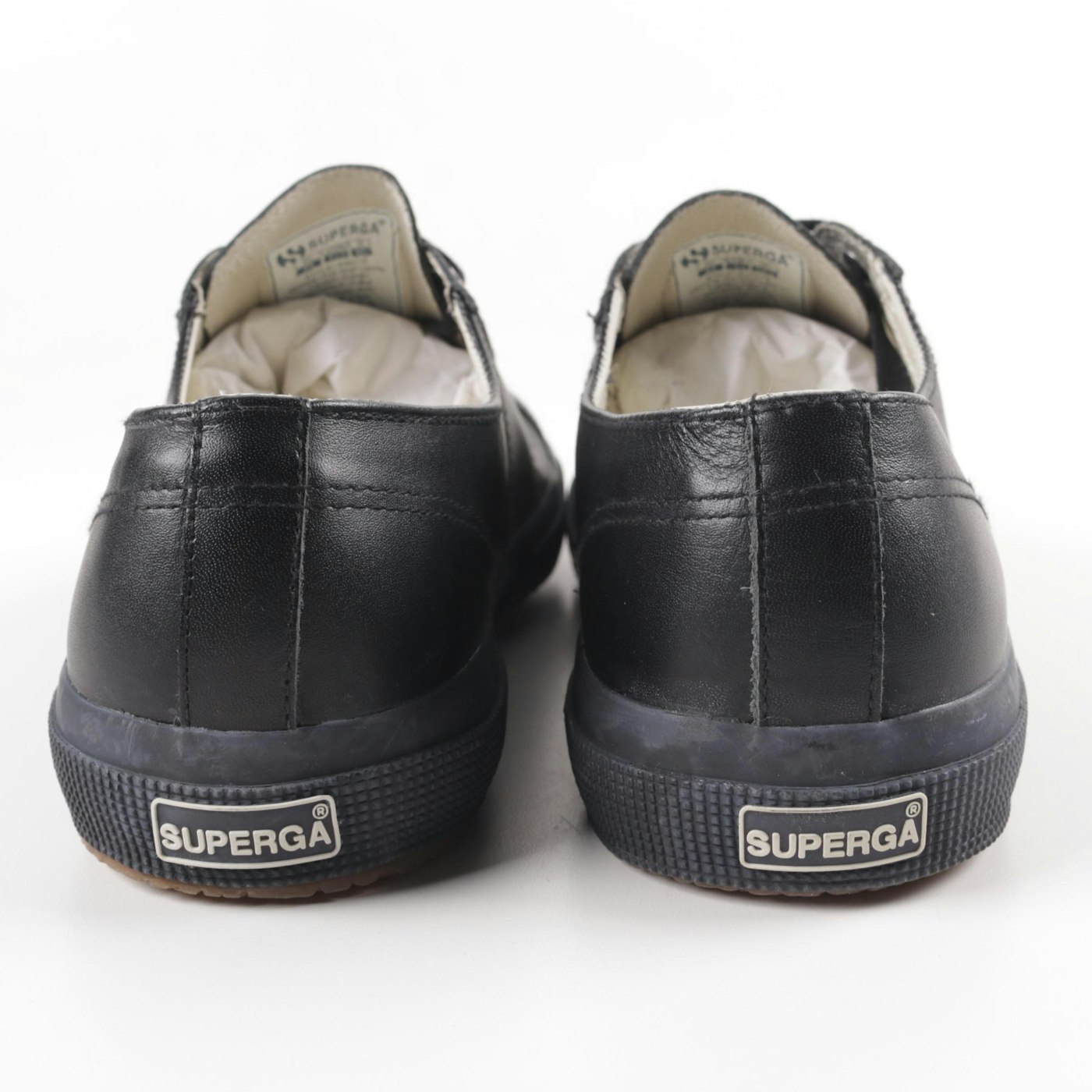 Men's Superga Black Leather Sneakers | EBTH