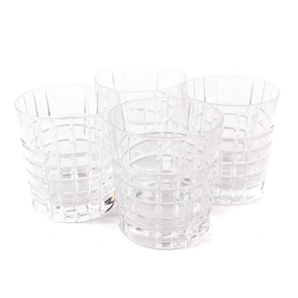 Tiffany & Co. Crystal "Plaid" Double Old Fashioned Glasses EBTH