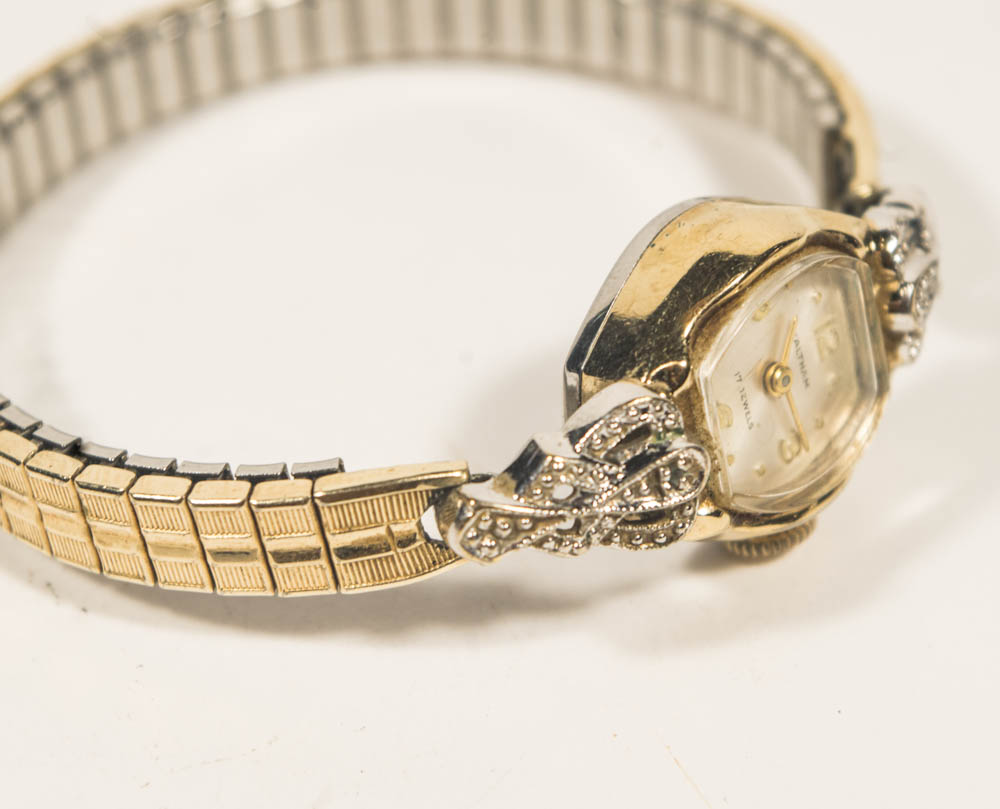 Bulova 10K Rolled Gold Plate & Waltham Fancy Lug Analog Wristwatches EBTH